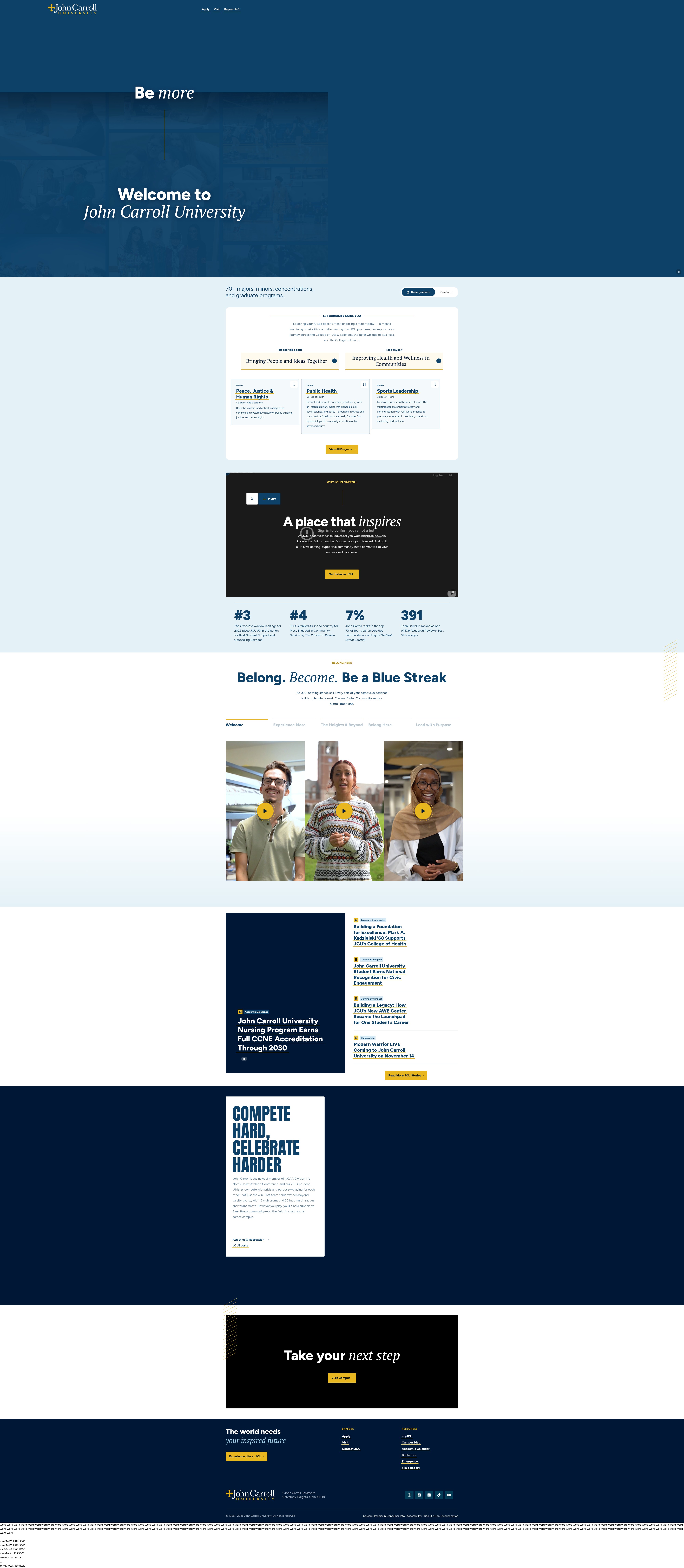 Screenshot of www.jcu.edu