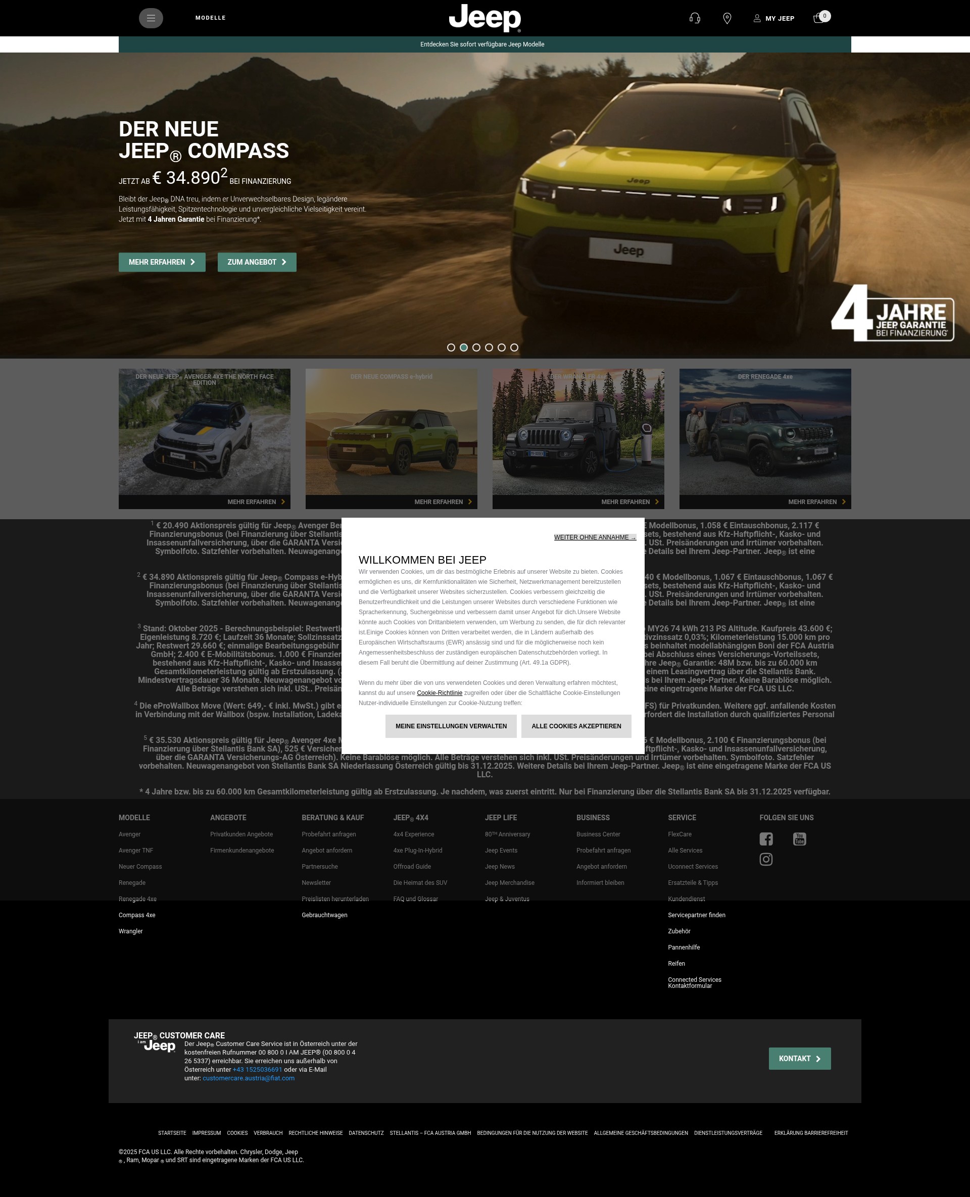 Screenshot of www.jeep.at