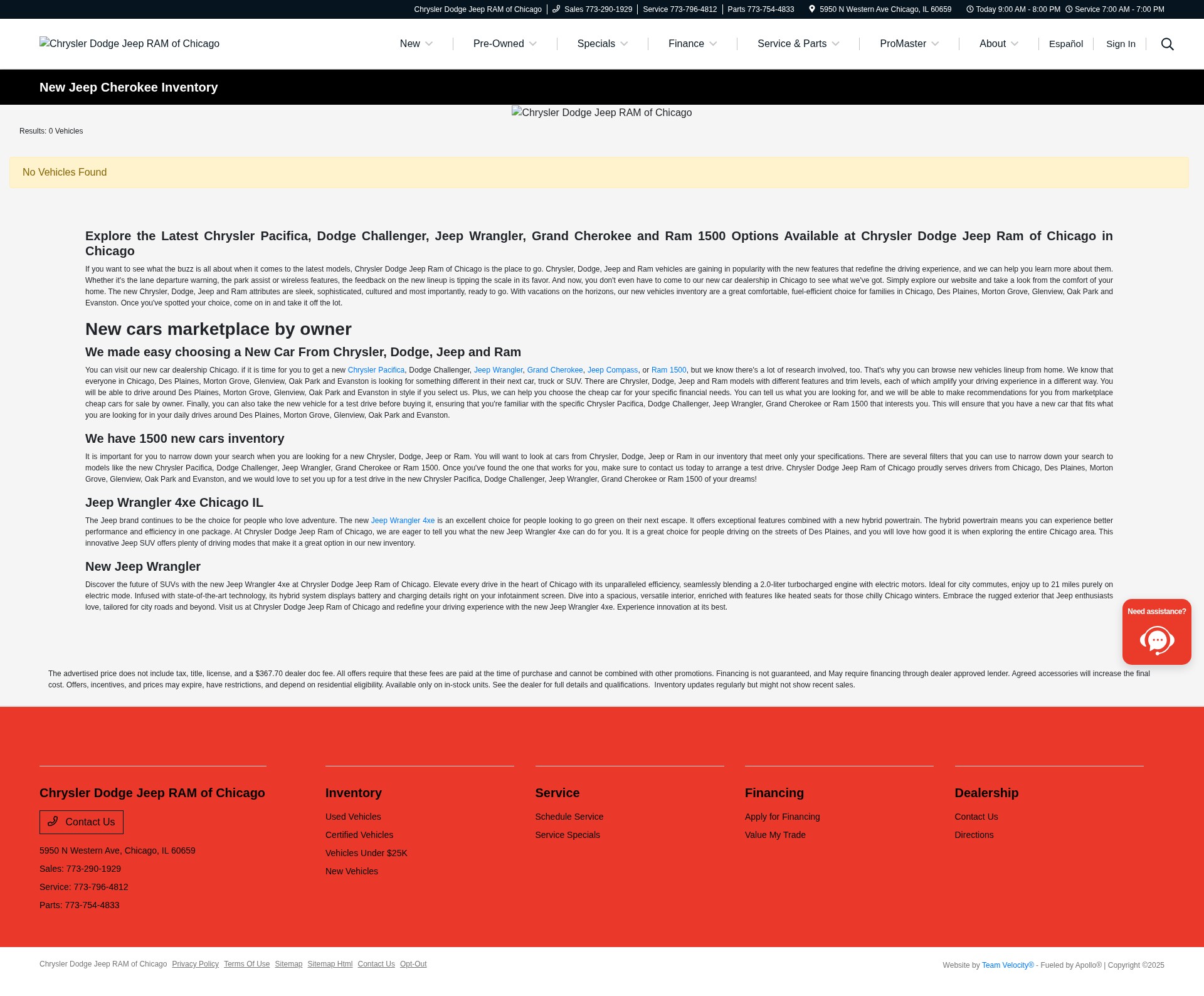 Screenshot of www.jeepofchicago.com