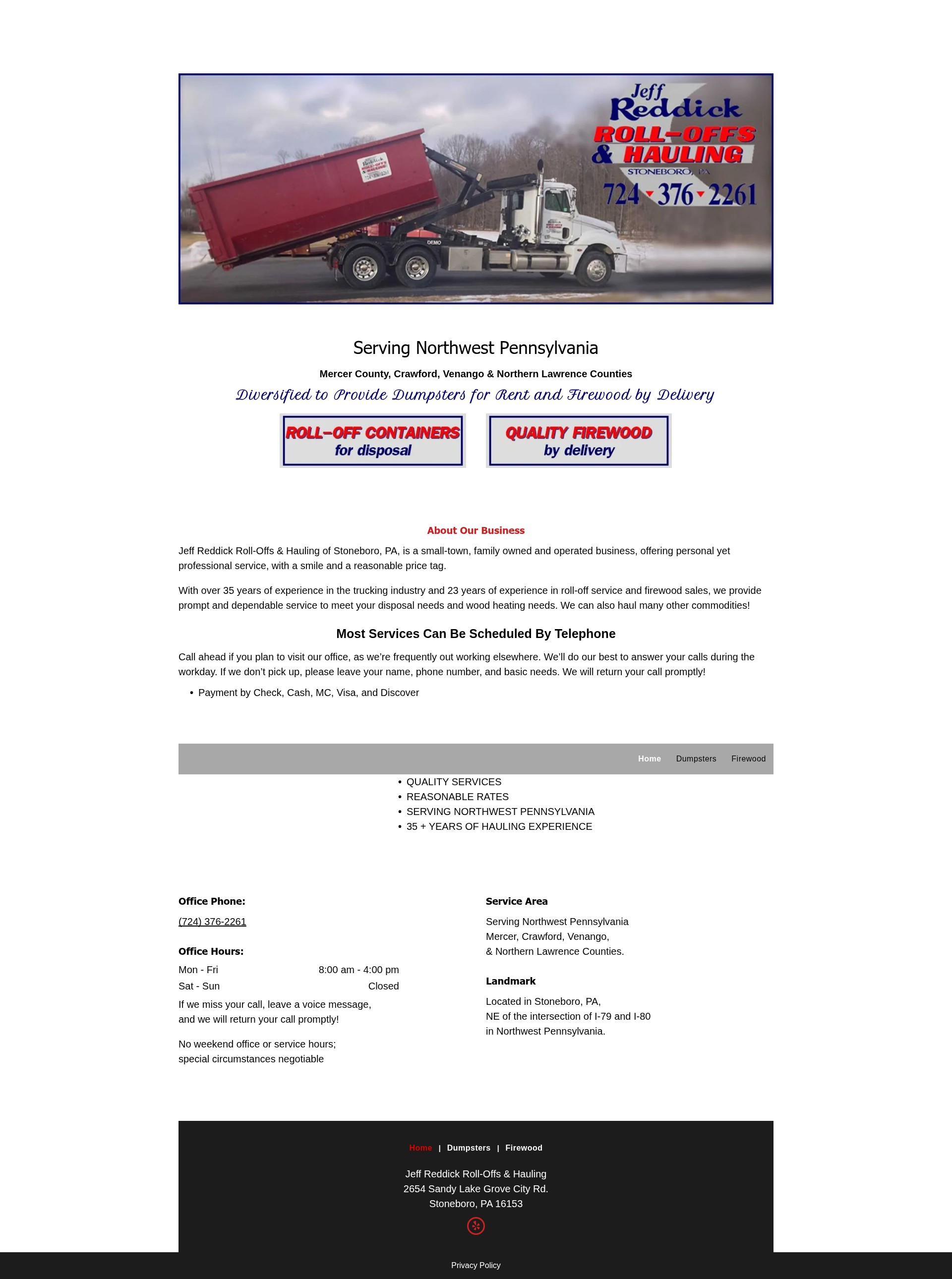 Screenshot of www.jeffreddickrolloffs.com