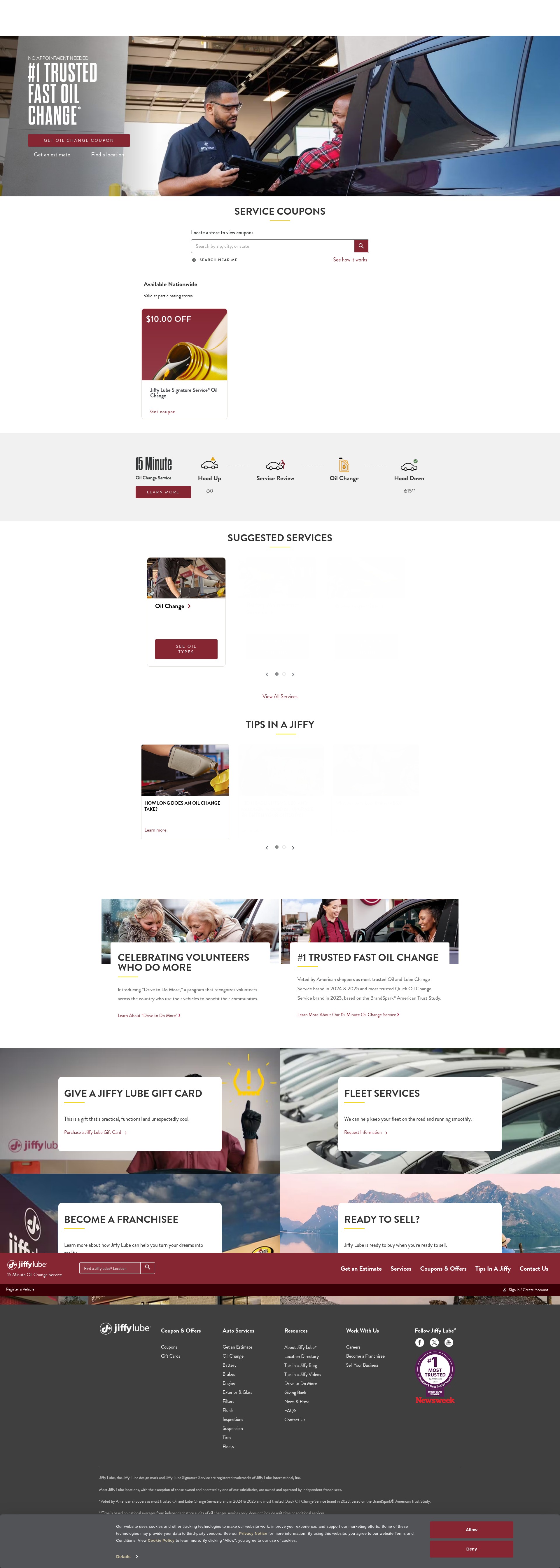 Screenshot of www.jiffylube.com