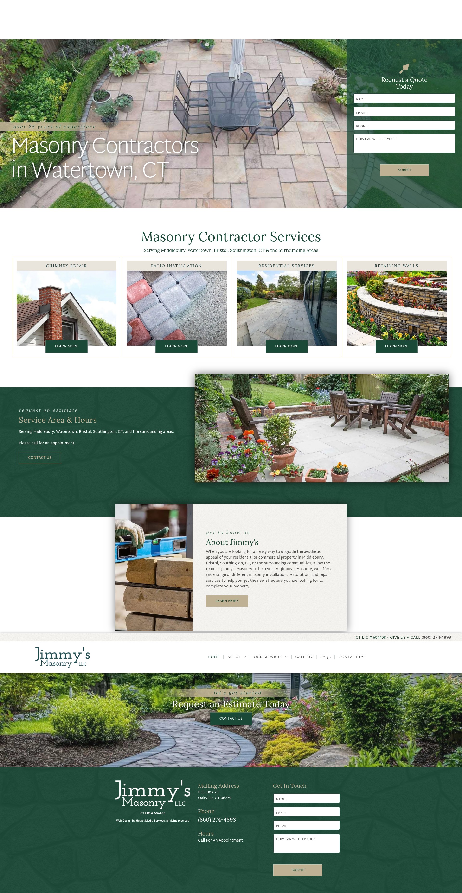 Screenshot of www.jimmysmasonryct.net