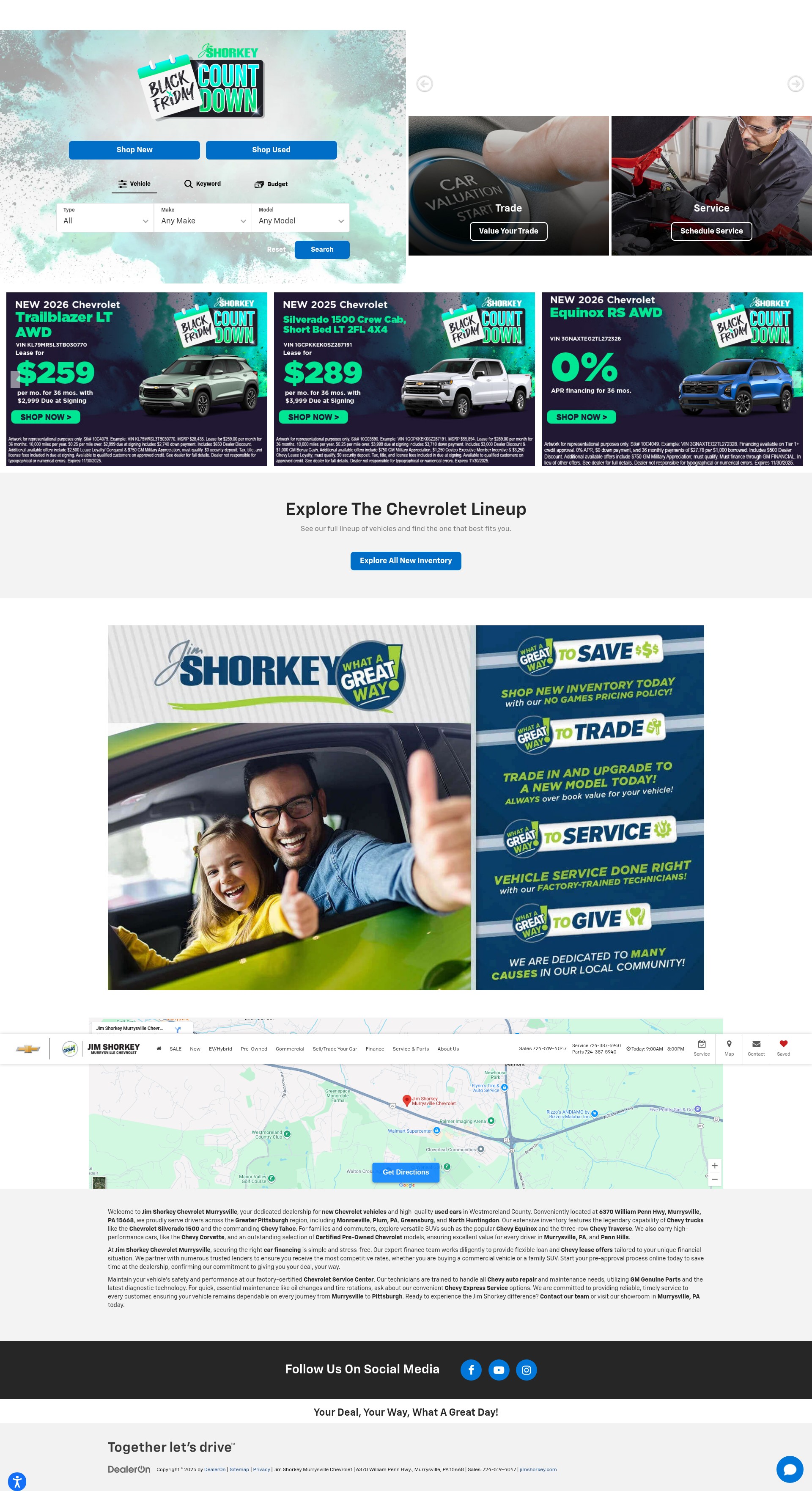 Screenshot of www.jimshorkeymurrysvillechevy.com