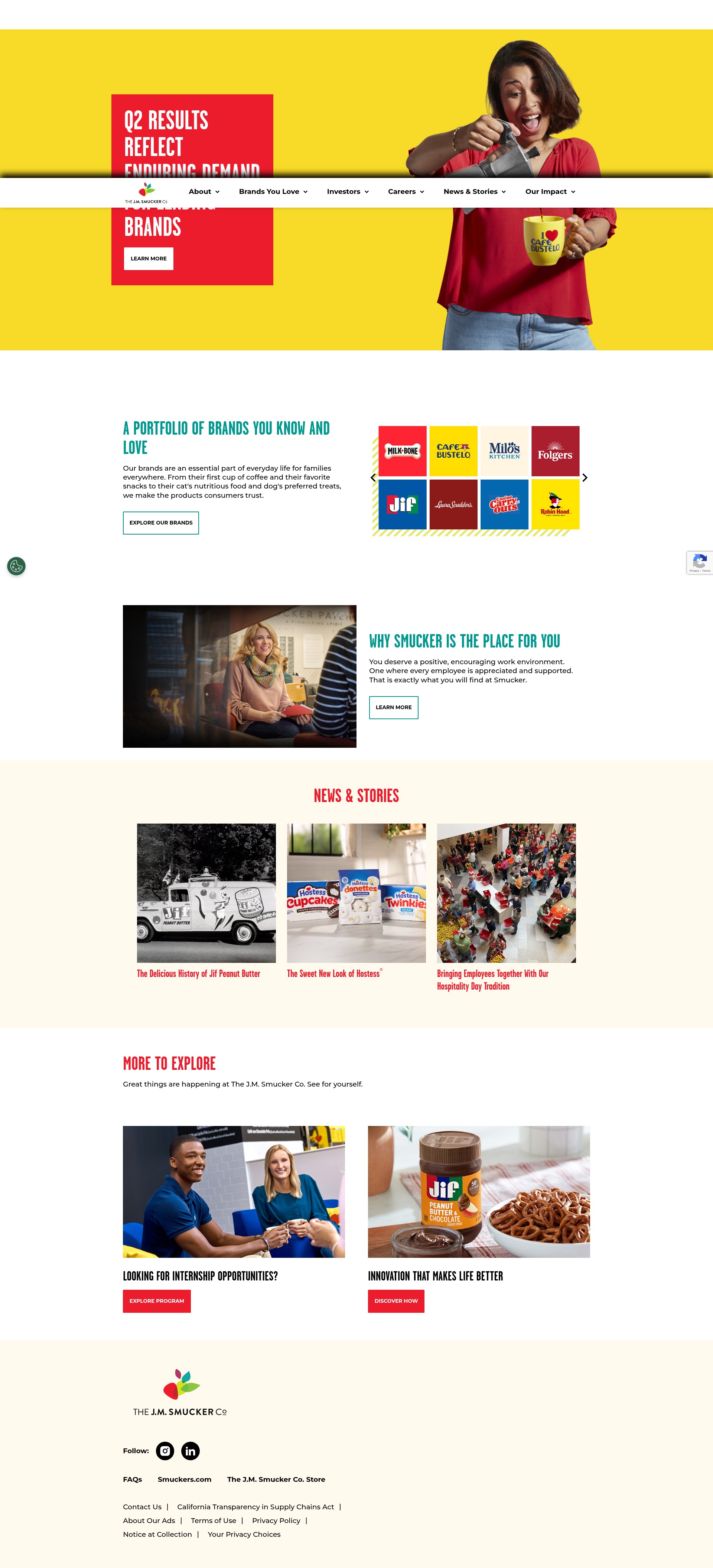 Screenshot of www.jmsmucker.com