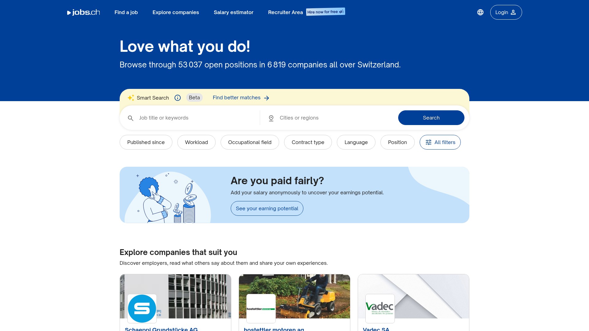Screenshot of www.jobs.ch