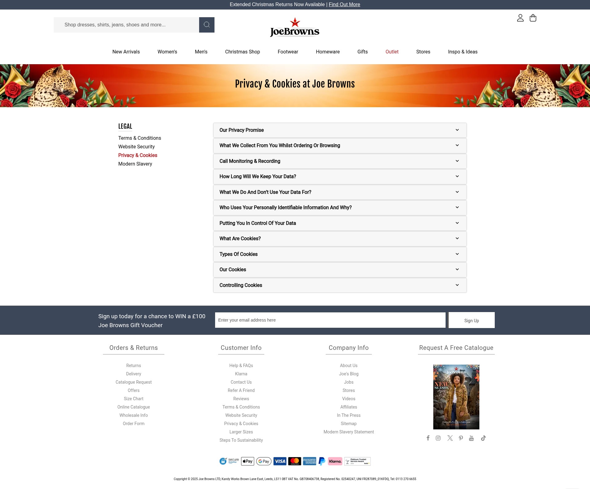 Screenshot of www.joebrowns.co.uk