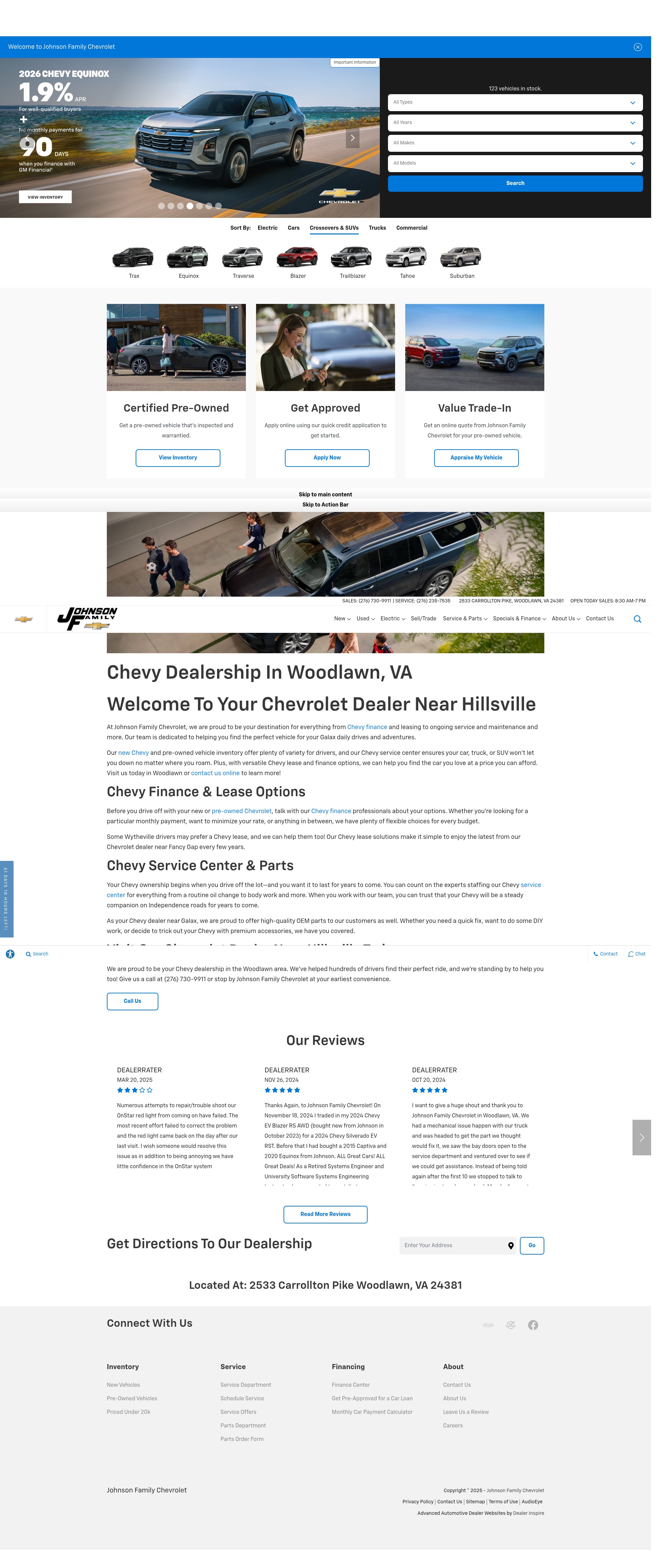 Screenshot of www.johnsoncars.com