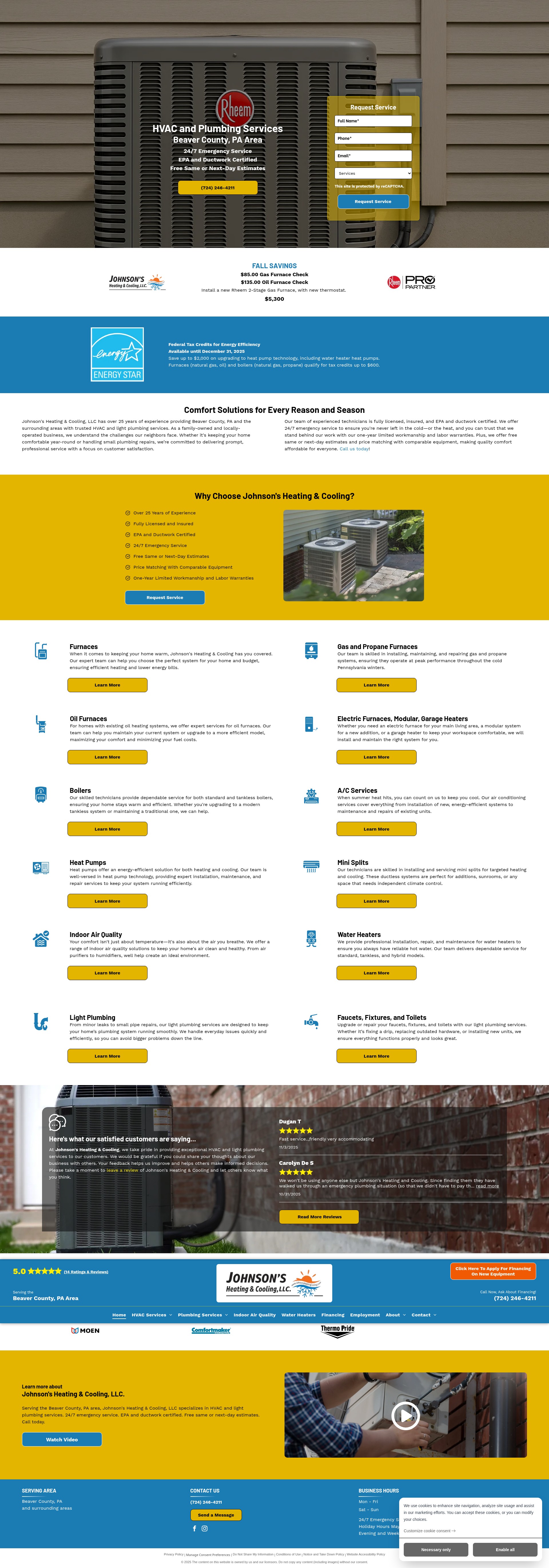 Screenshot of www.johnsonsheatingcooling.com