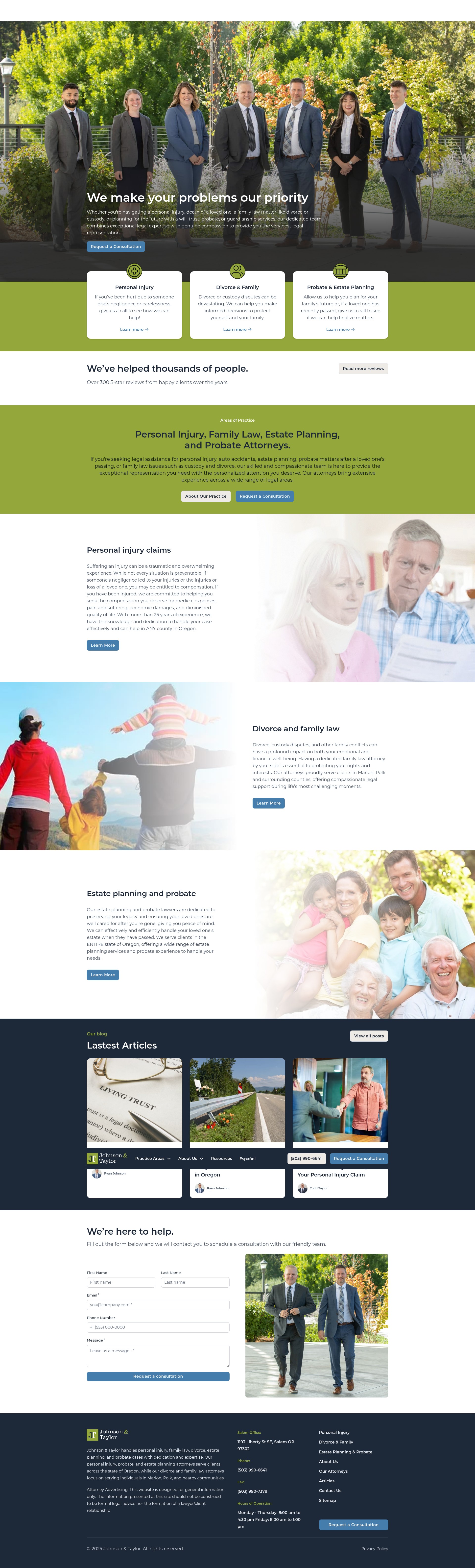 Screenshot of www.johnsontaylorlaw.com