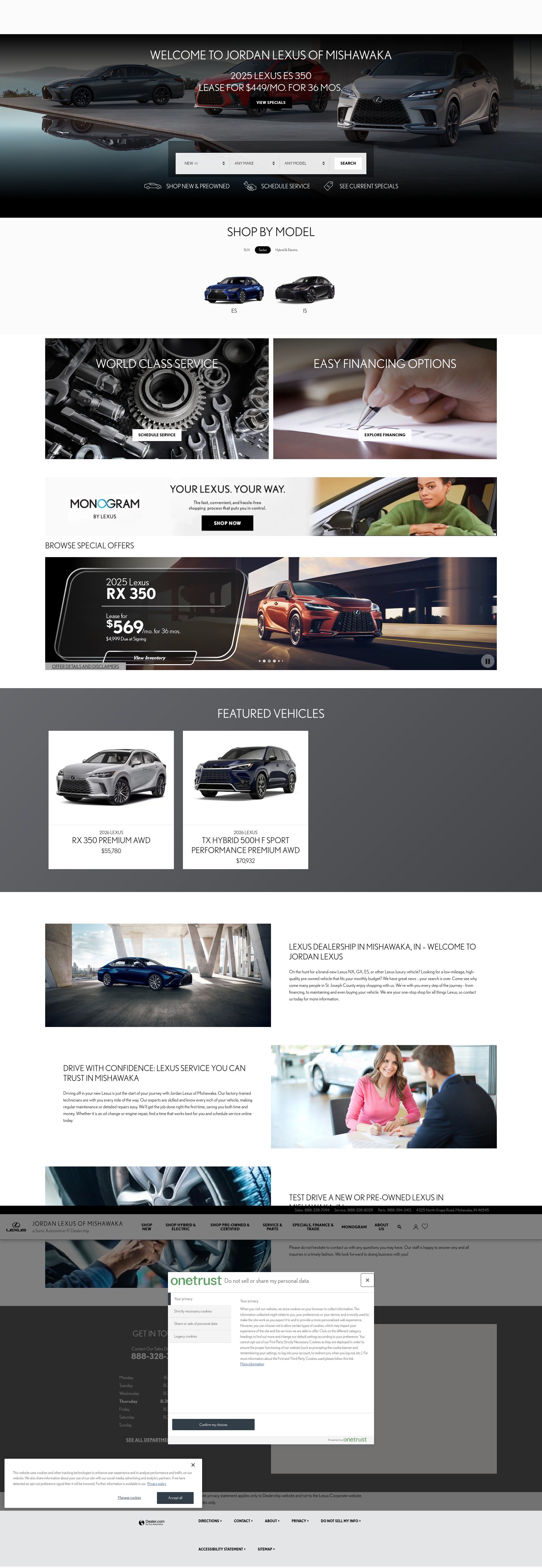 Screenshot of www.jordanlexusofmishawaka.com