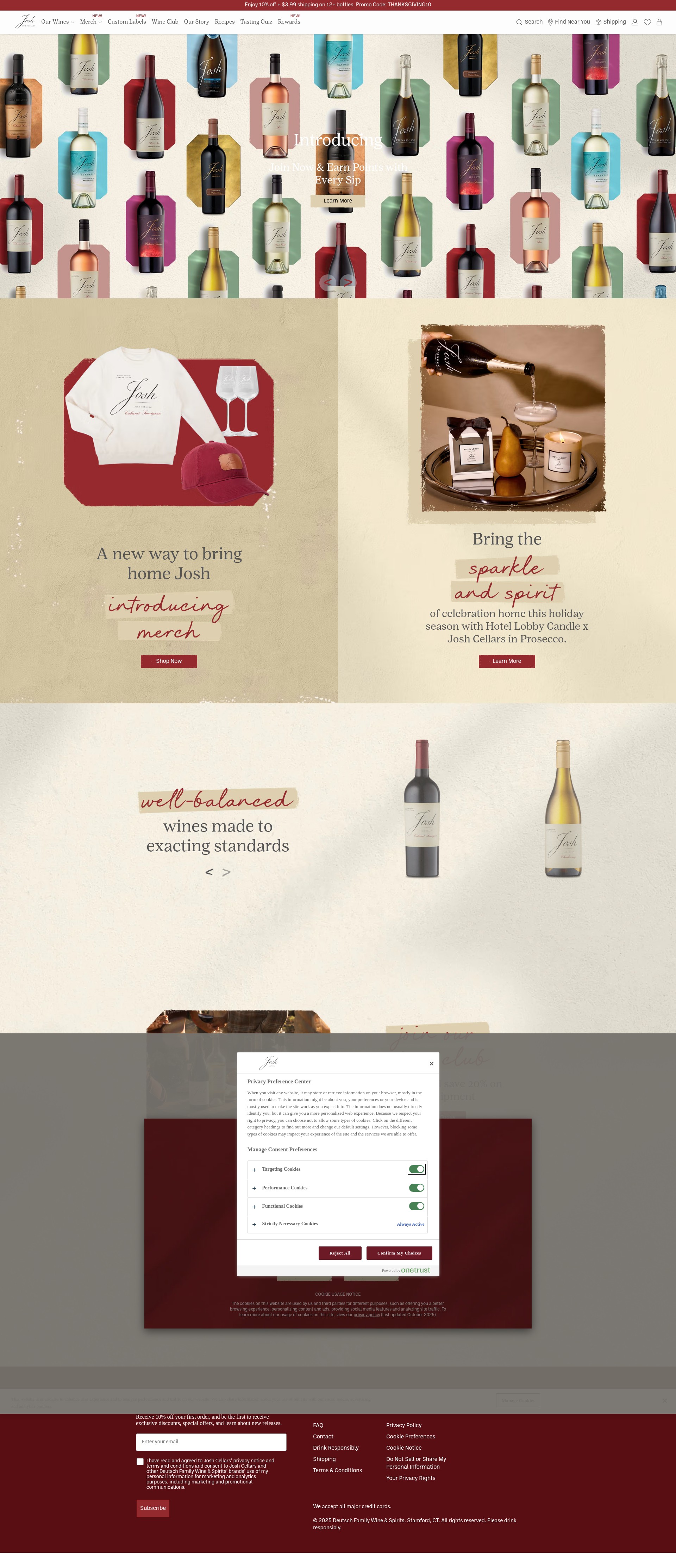 Screenshot of www.joshcellars.com