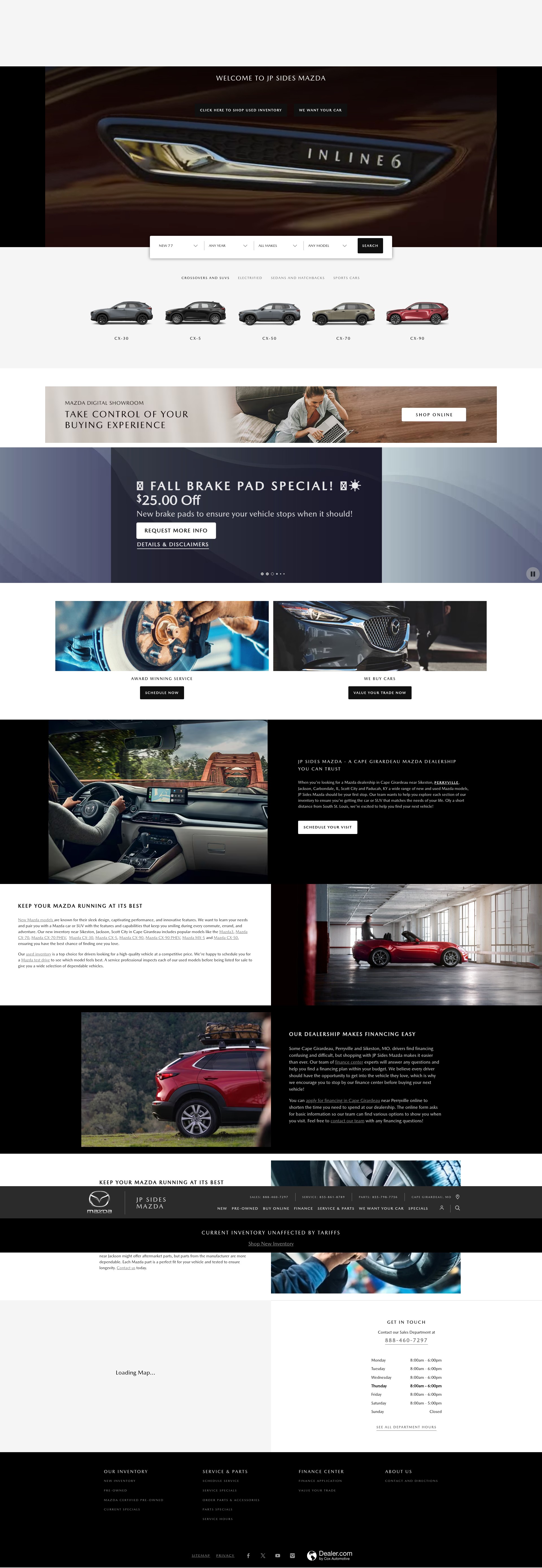 Screenshot of www.jpsidesmazda.com