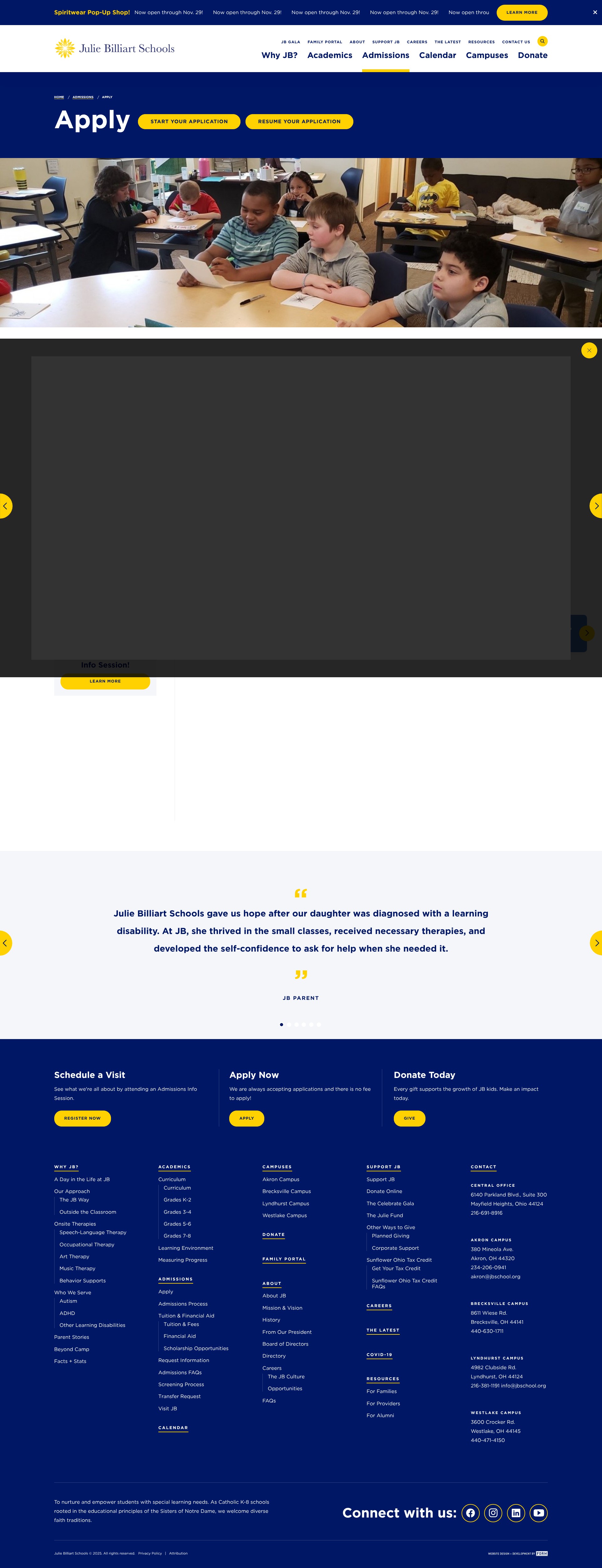 Screenshot of www.juliebilliartschool.org