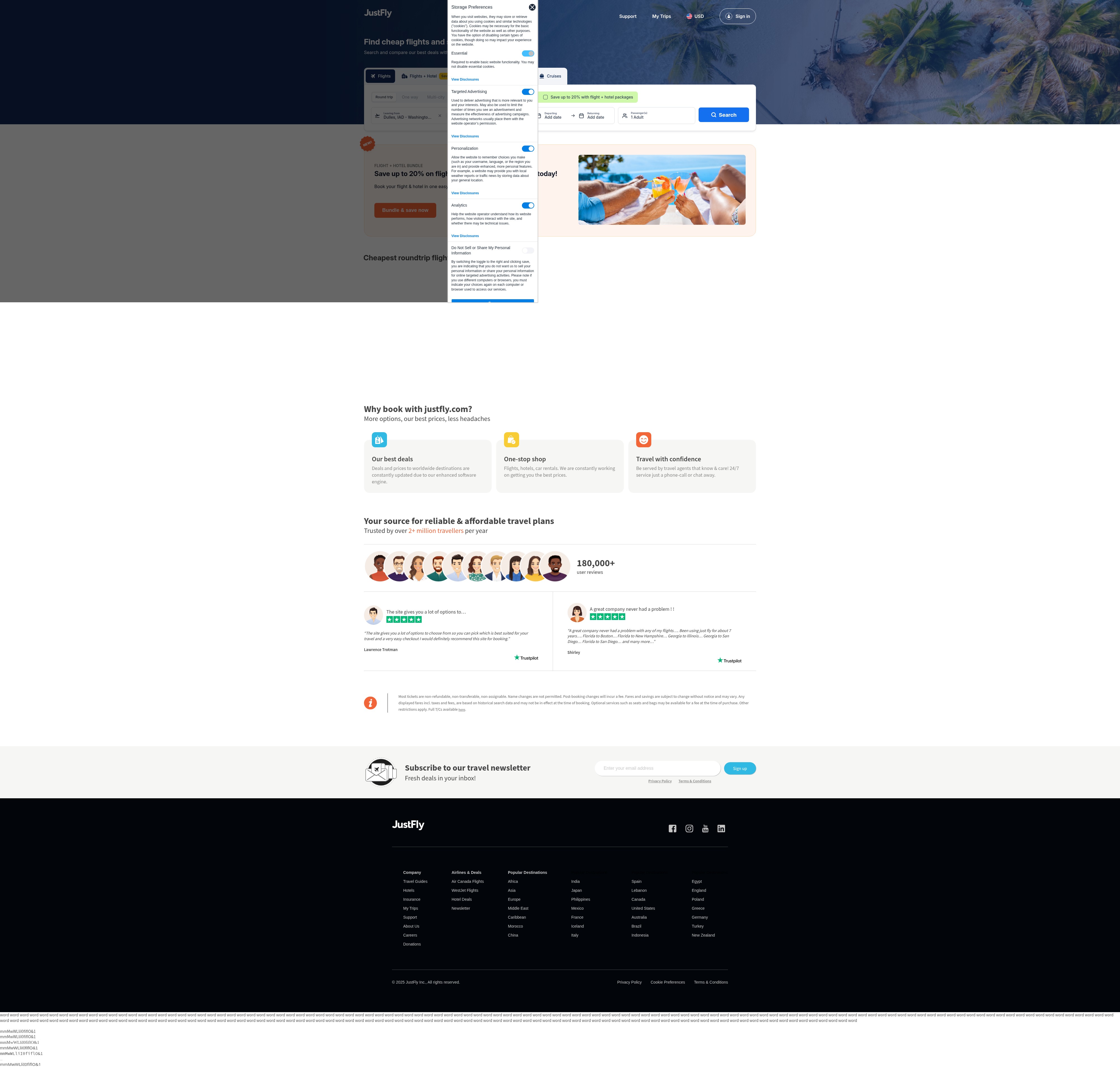 Screenshot of www.justfly.com