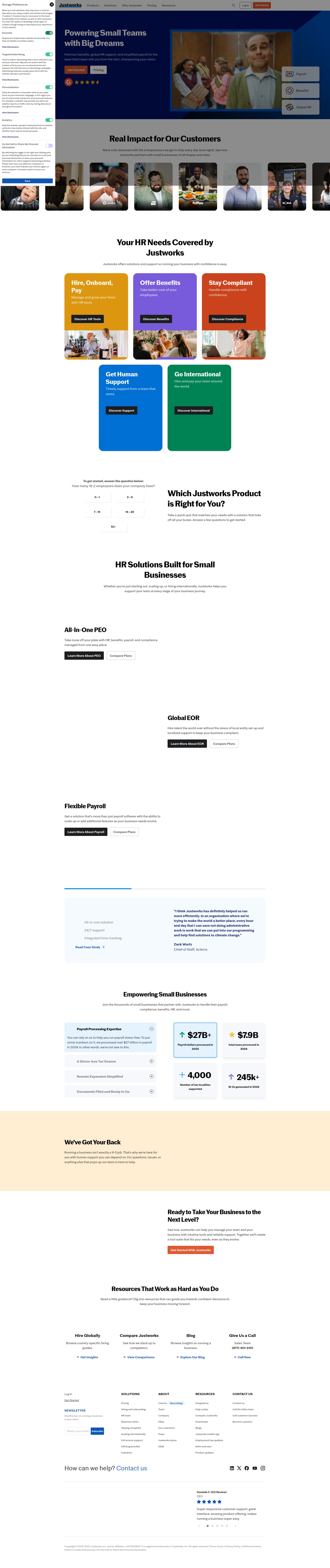 Screenshot of www.justworks.com