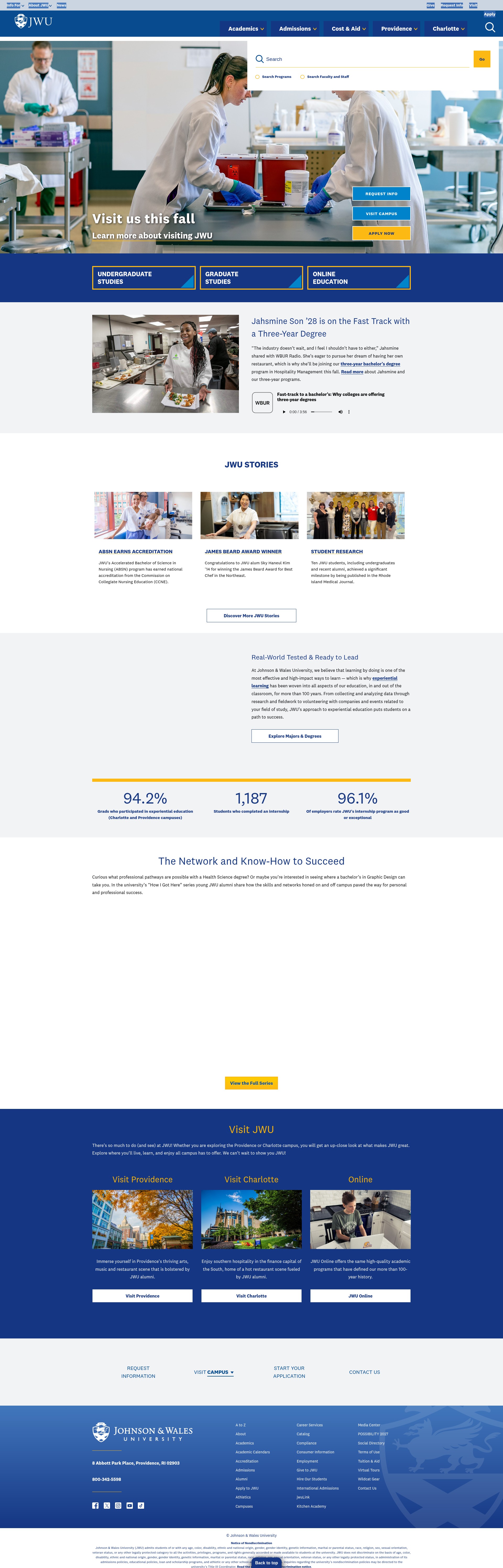 Screenshot of www.jwu.edu
