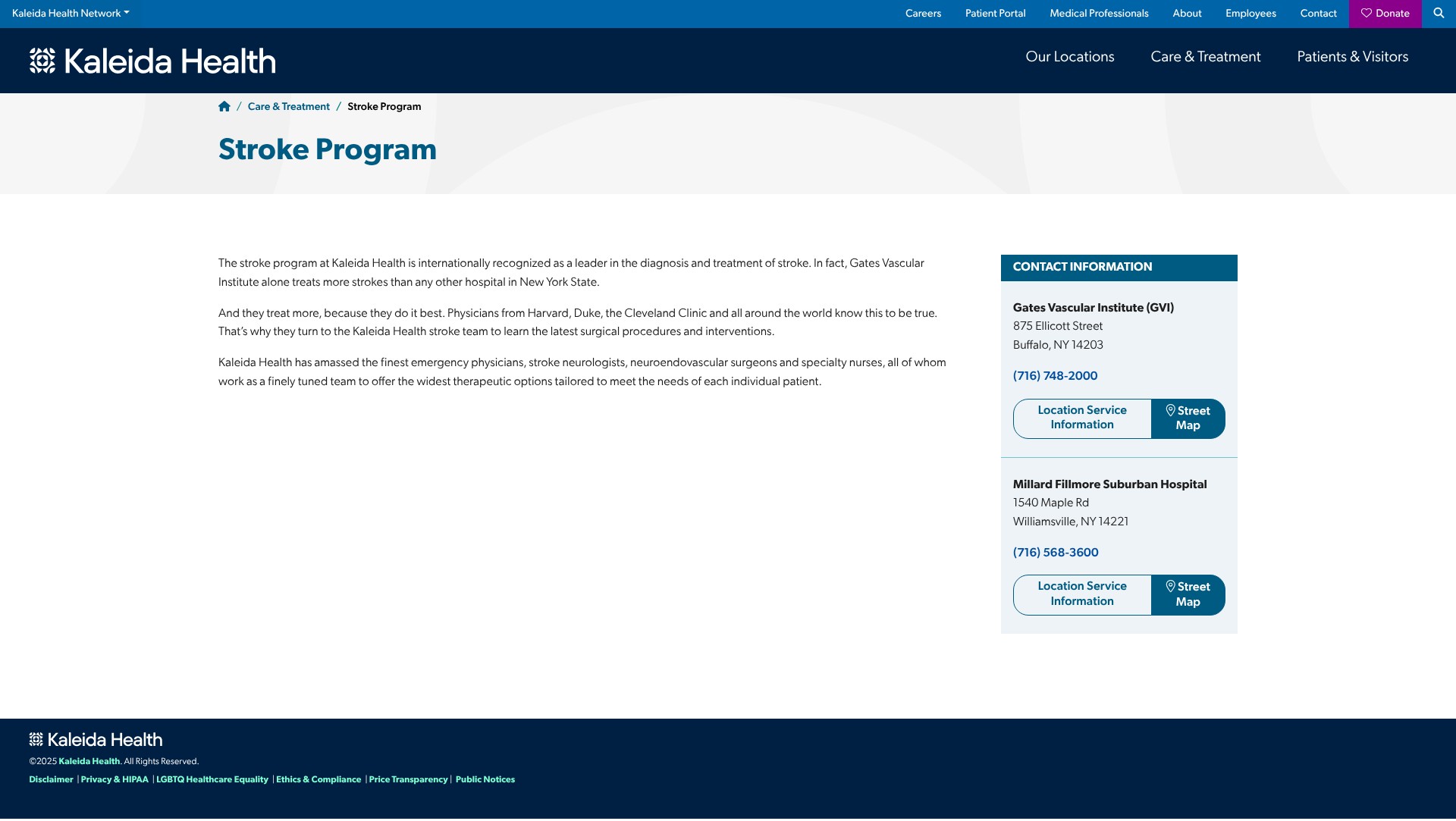 Screenshot of www.kaleidahealth.org