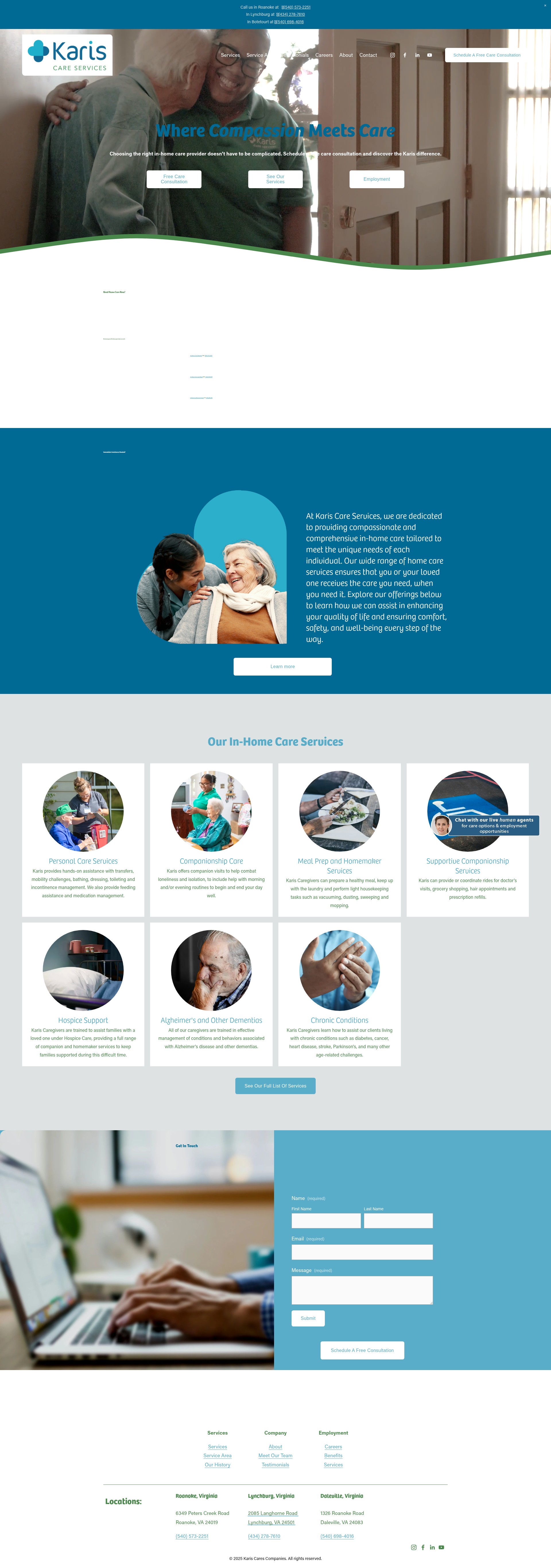 Screenshot of www.kariscares.com