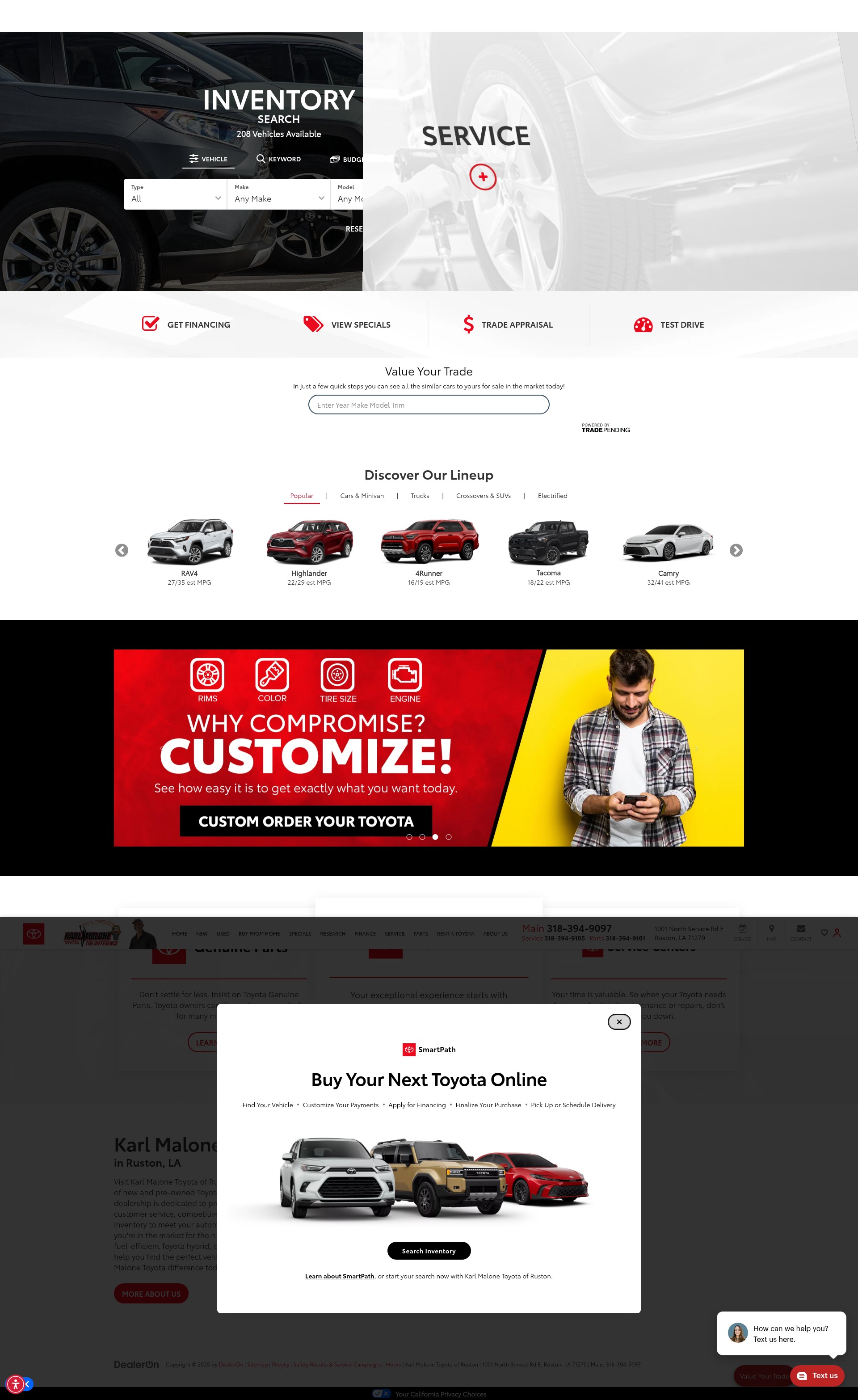 Screenshot of www.karlmalonetoyotaofruston.com
