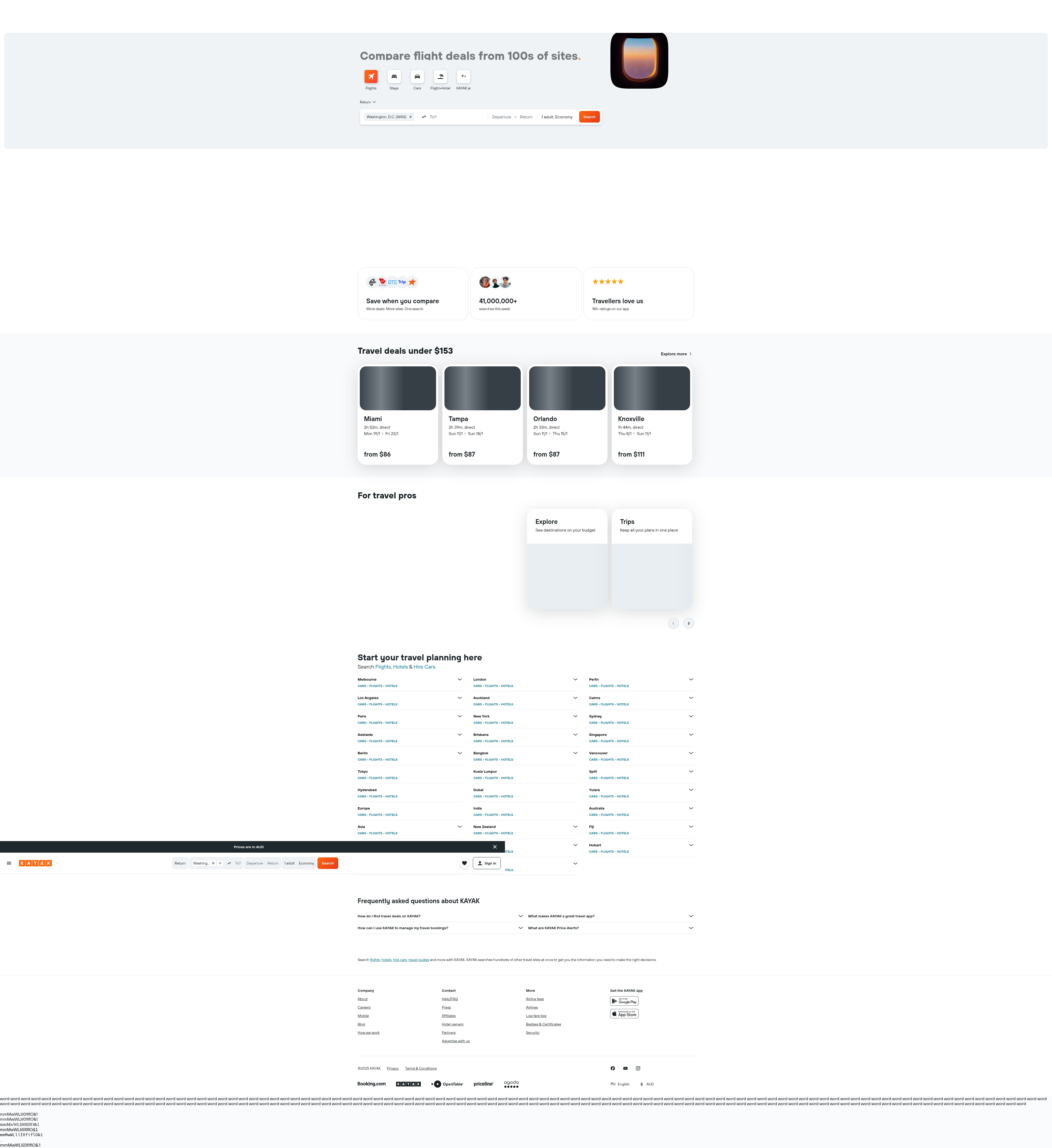 Screenshot of www.kayak.com.au