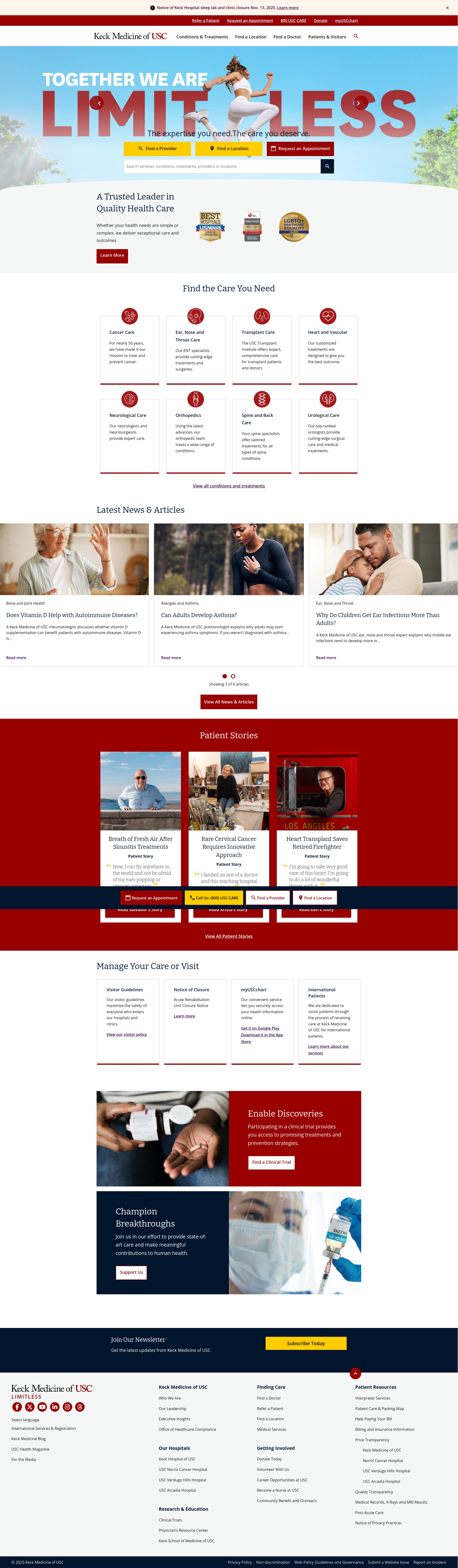 Screenshot of www.keckmedicine.org