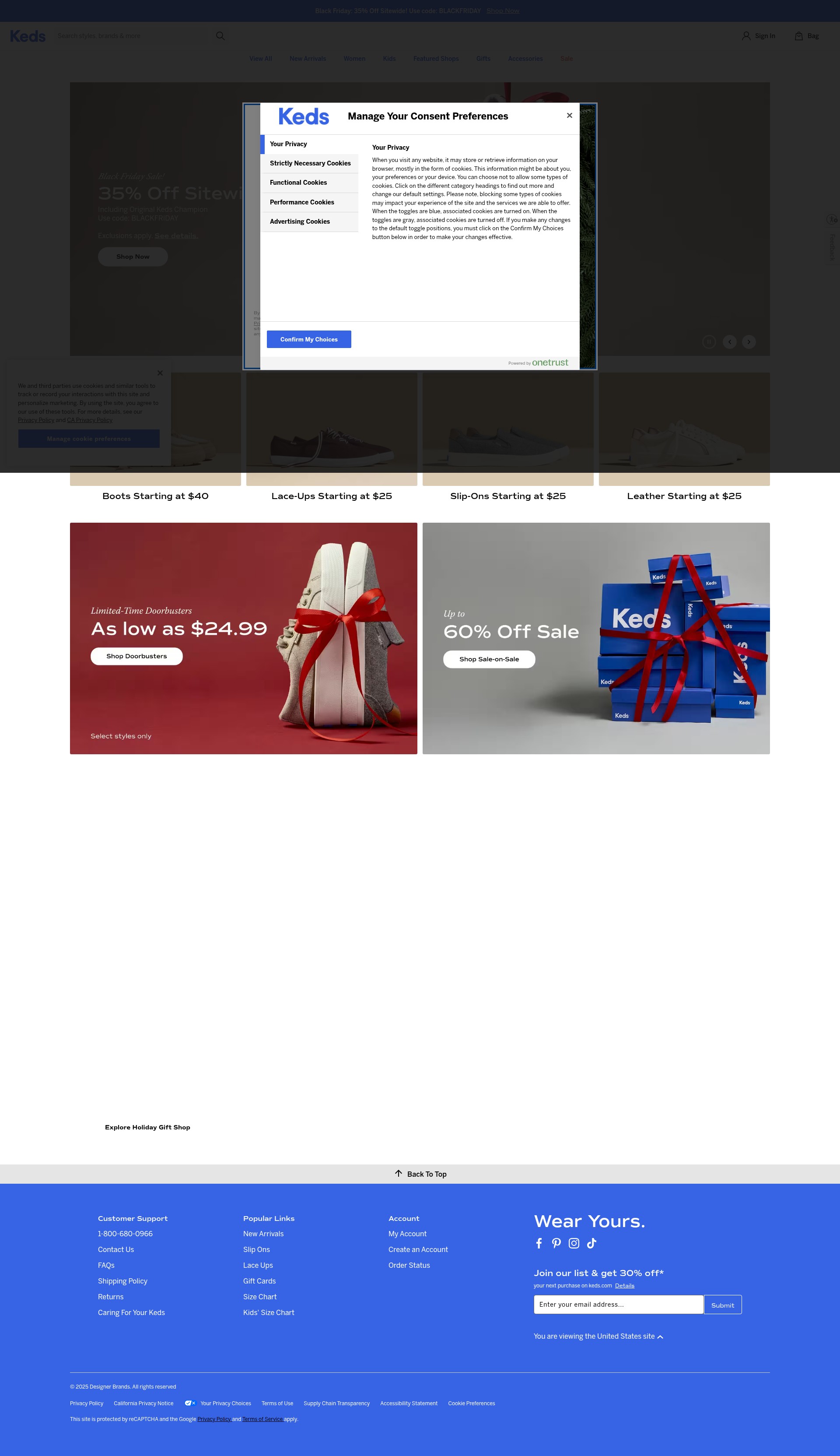 Screenshot of www.keds.com