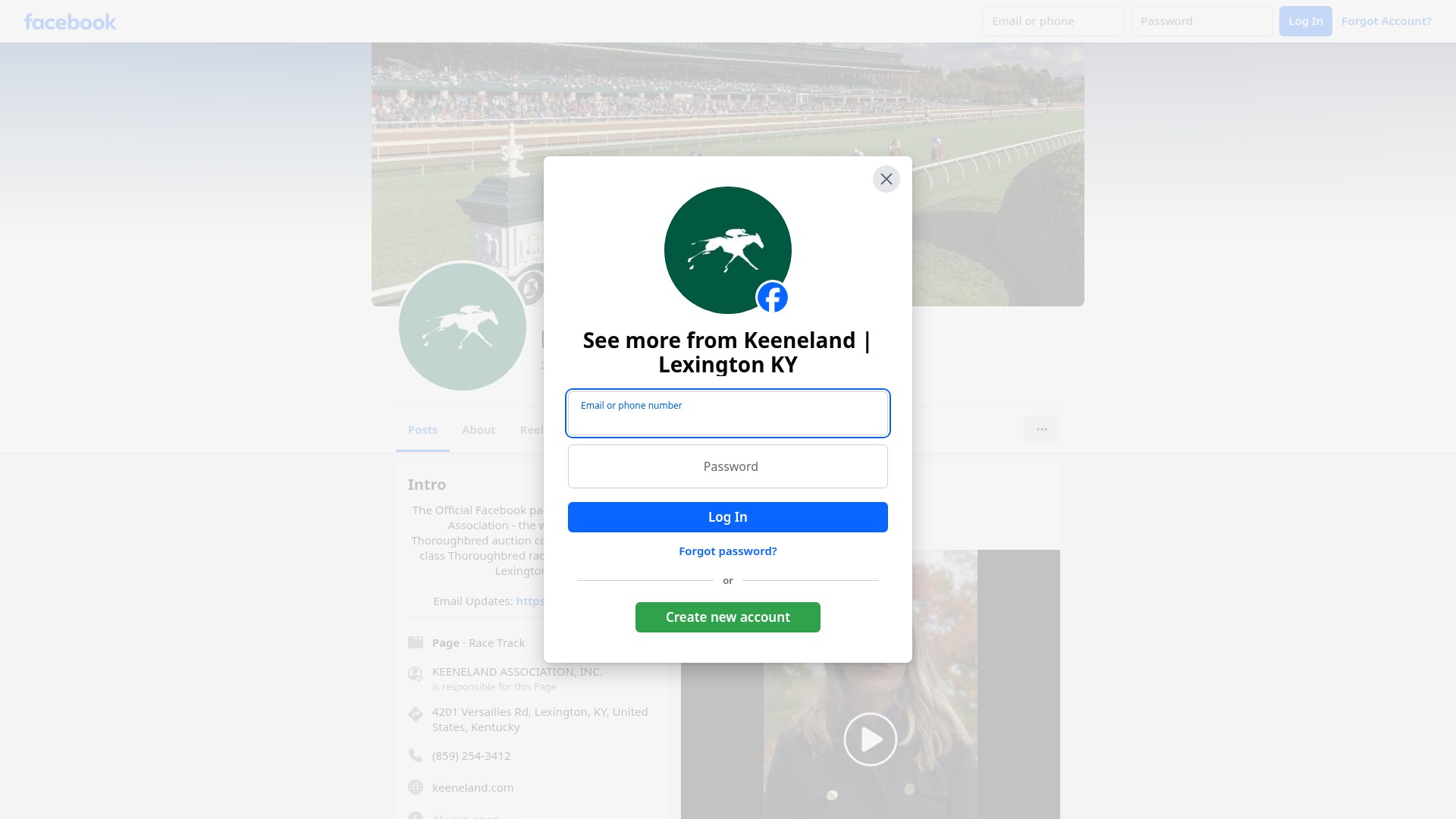 Screenshot of www.keeneland.com