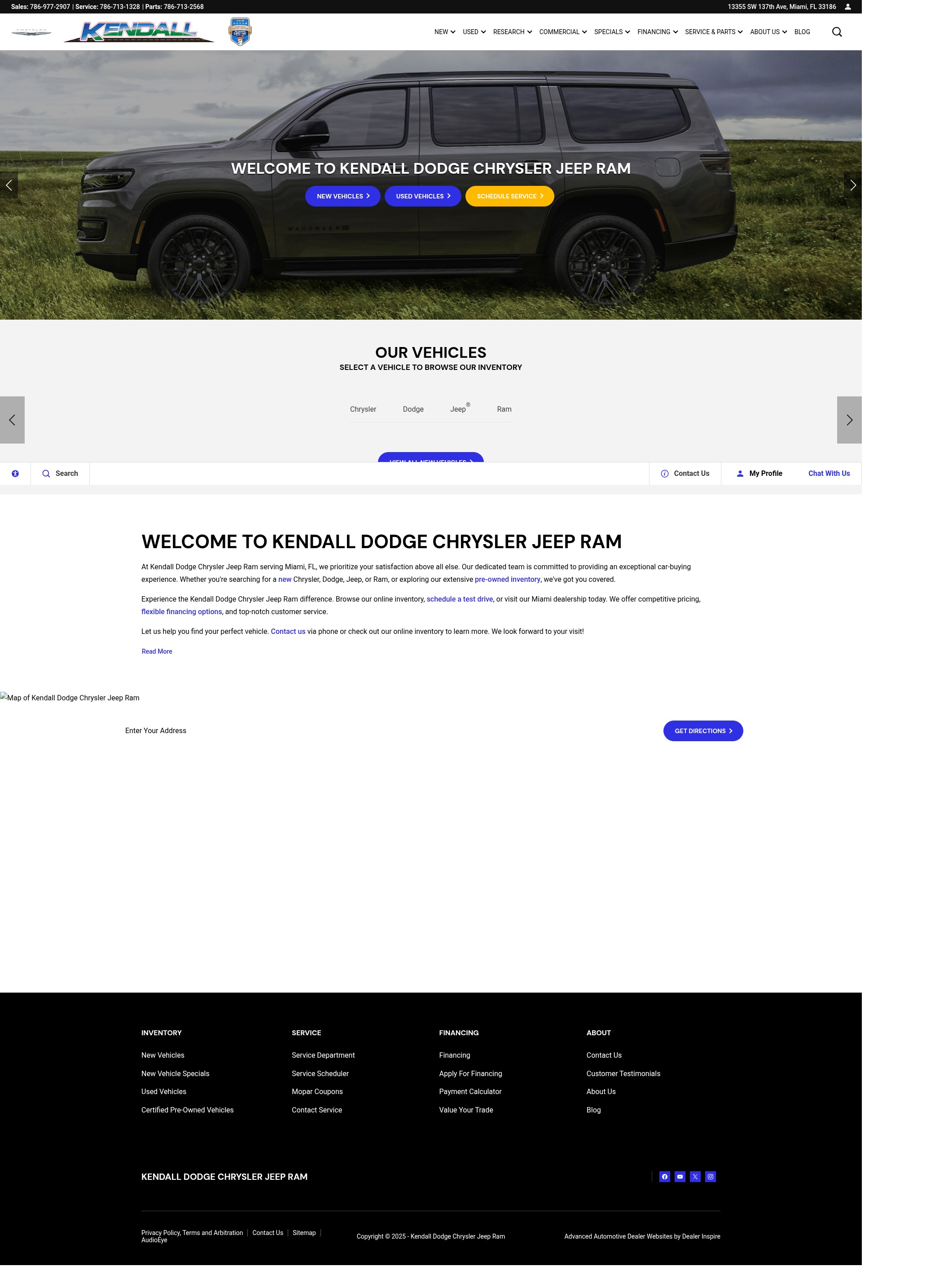 Screenshot of www.kendalldodgechryslerjeepram.com