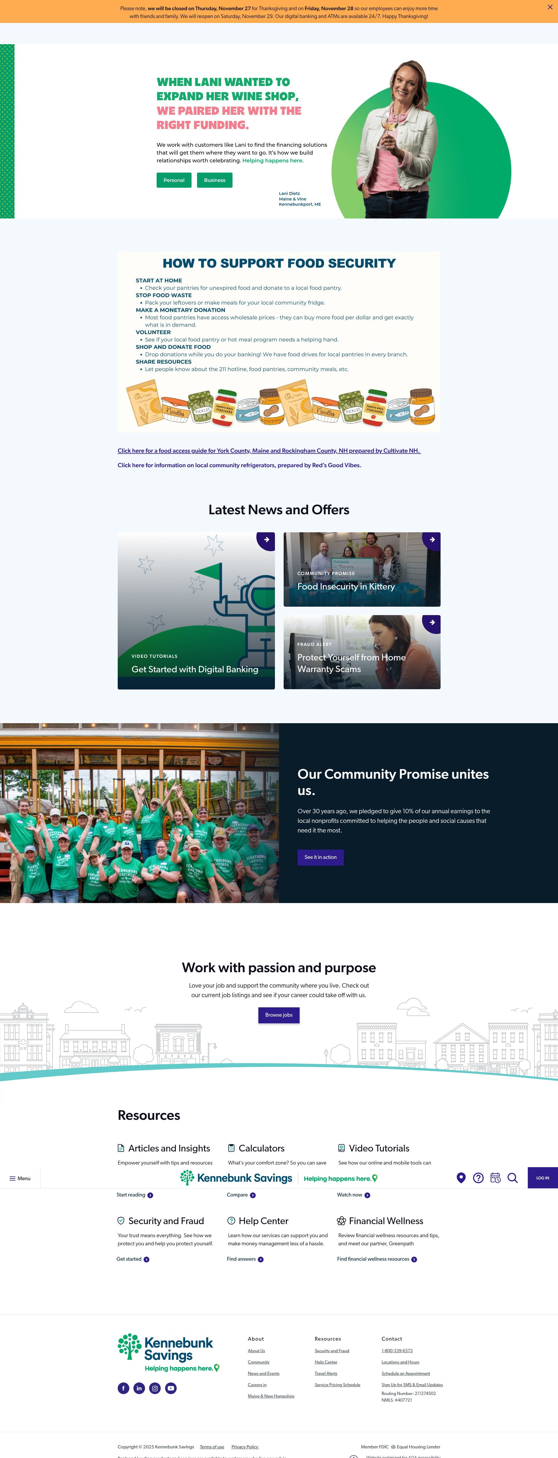 Screenshot of www.kennebunksavings.com