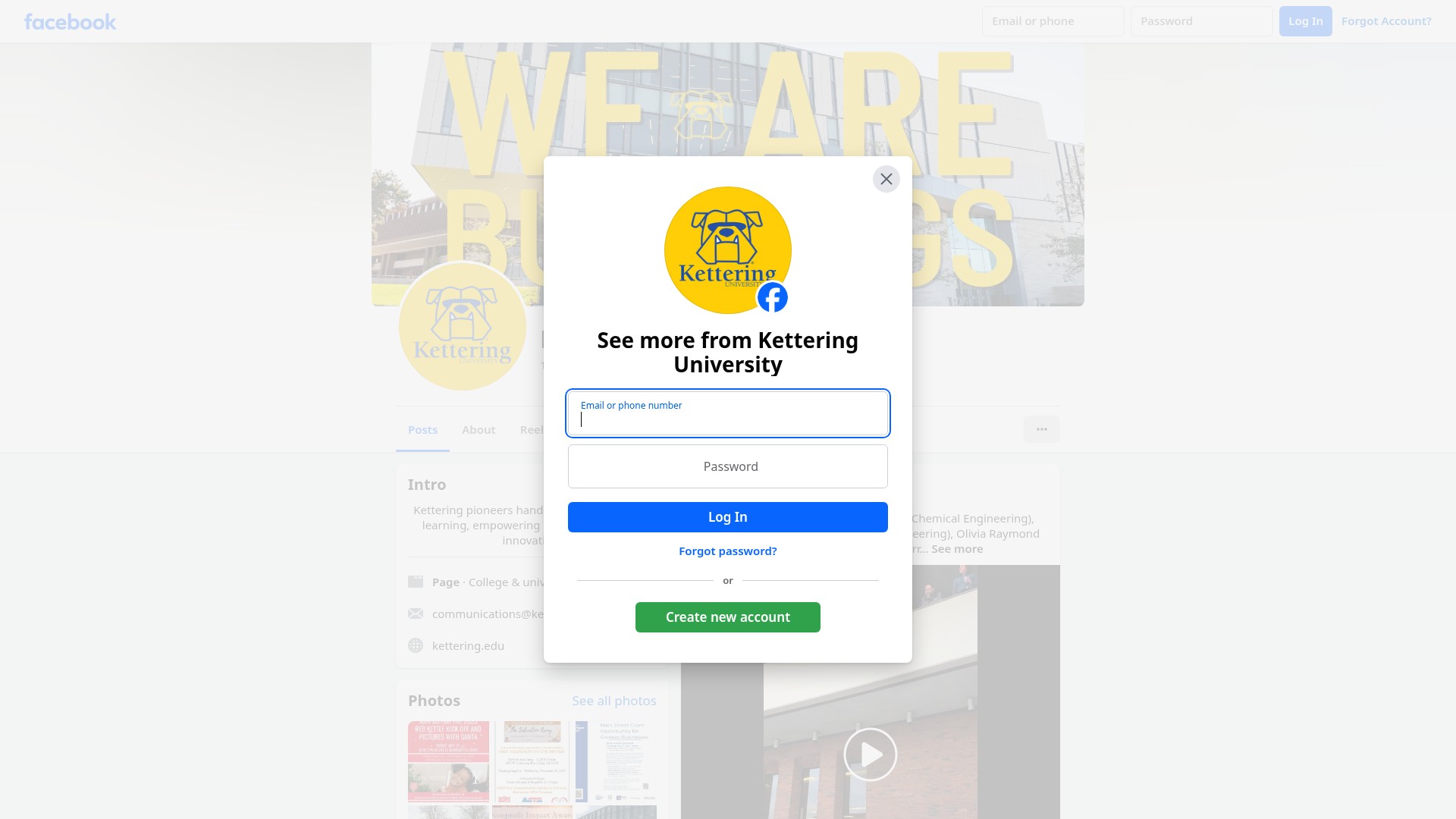 Screenshot of www.kettering.edu