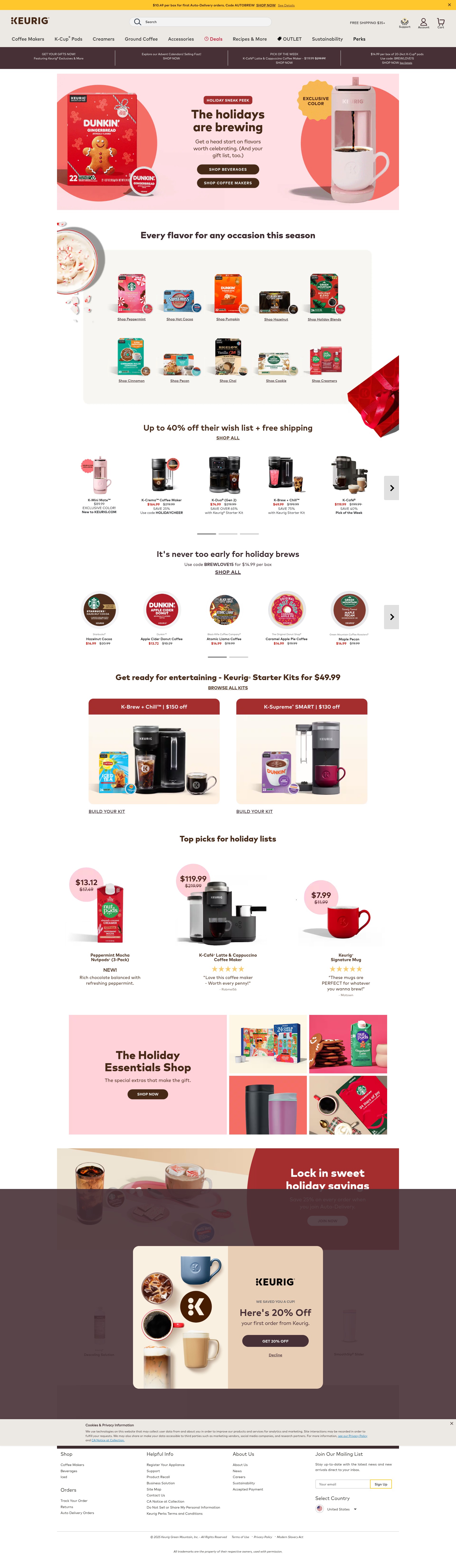 Screenshot of www.keurig.com