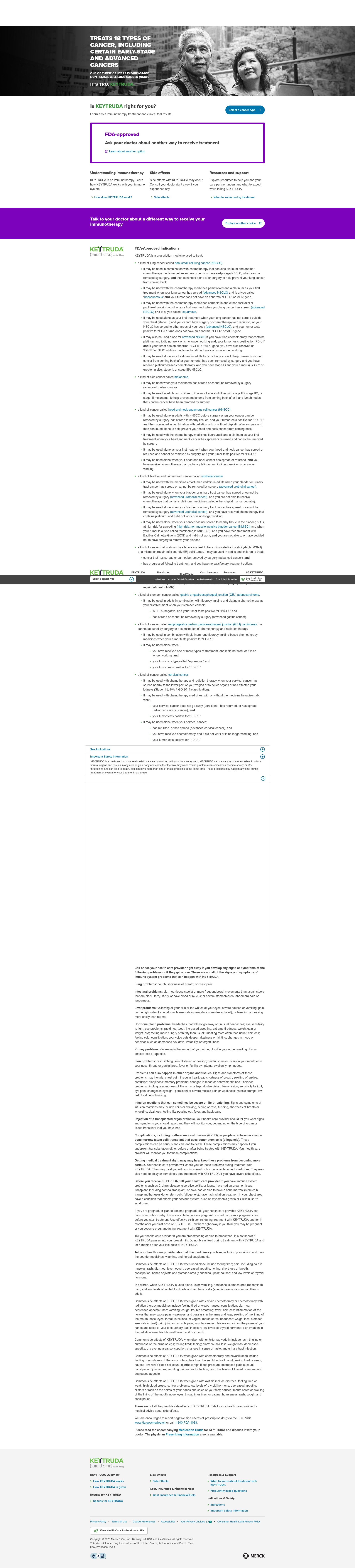 Screenshot of www.keytruda.com