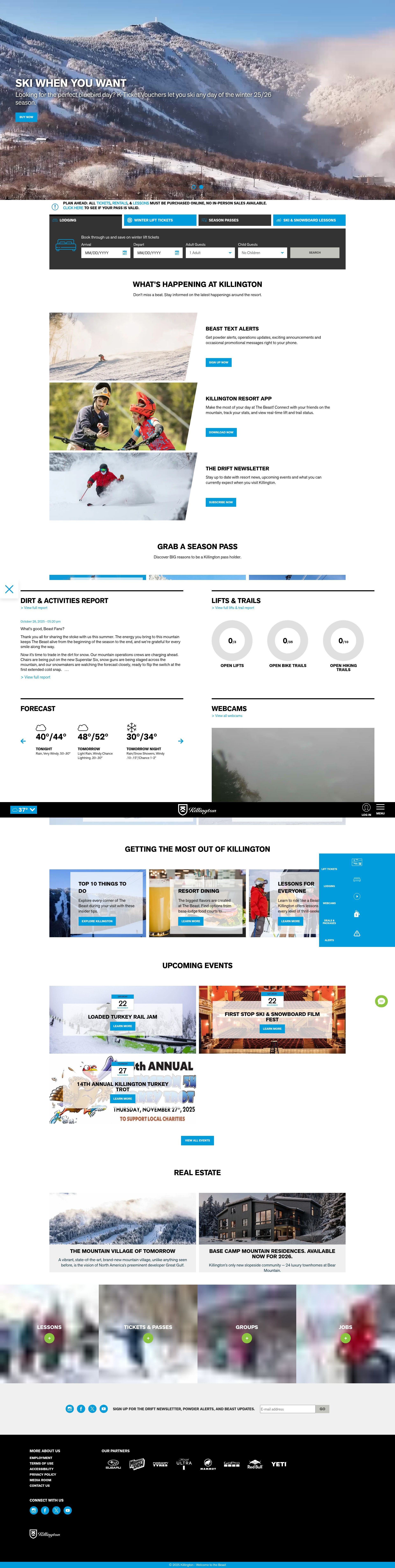 Screenshot of www.killington.com