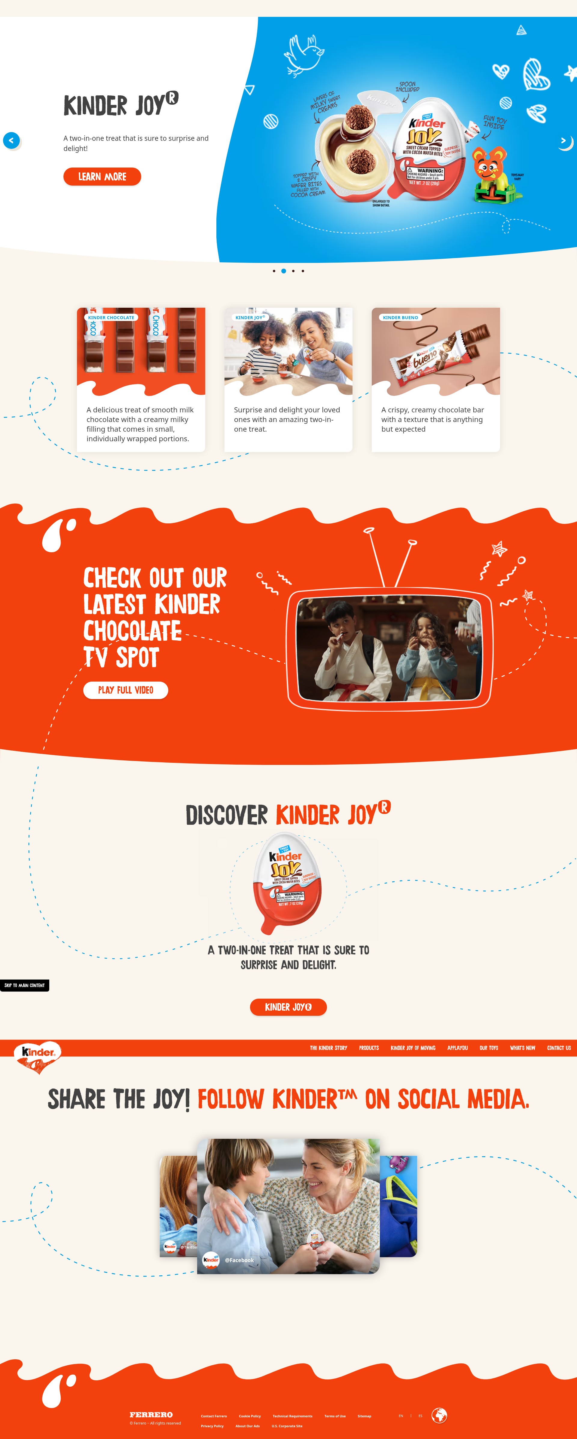Screenshot of www.kinder.com