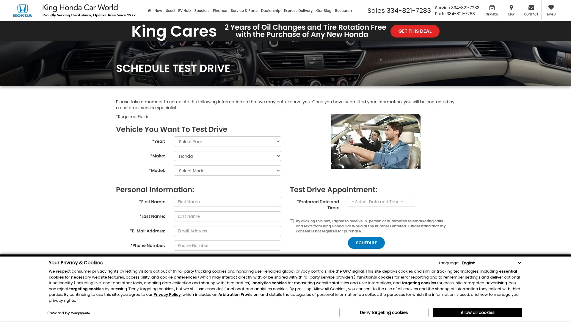 Screenshot of www.kinghondaauburn.com