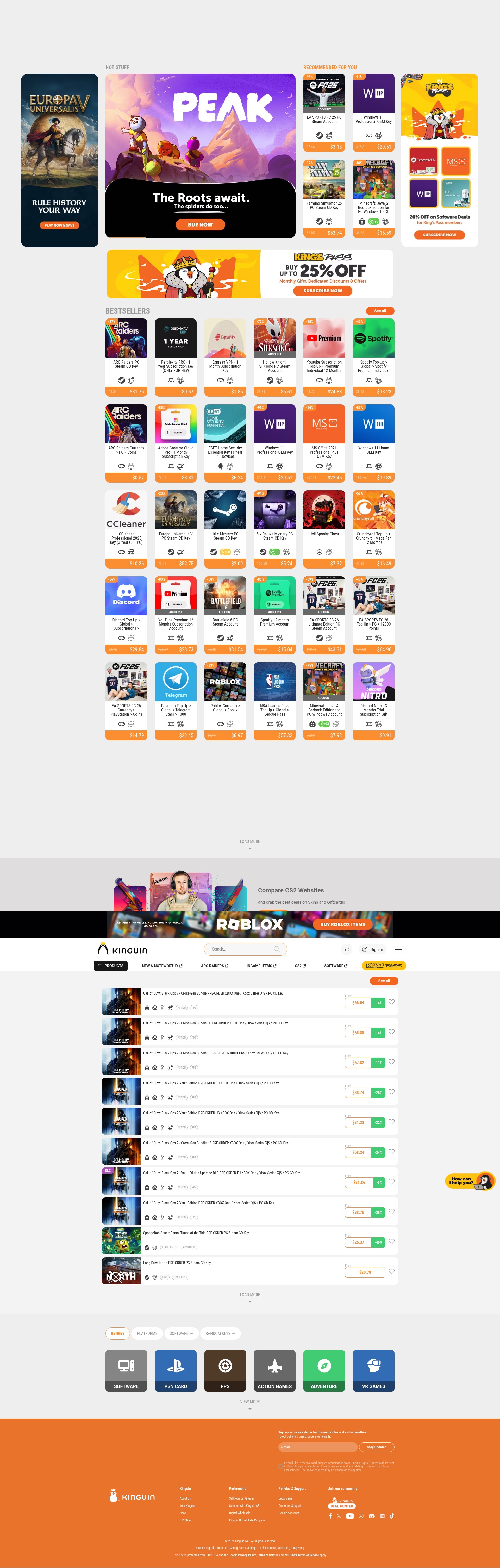 Screenshot of www.kinguin.net