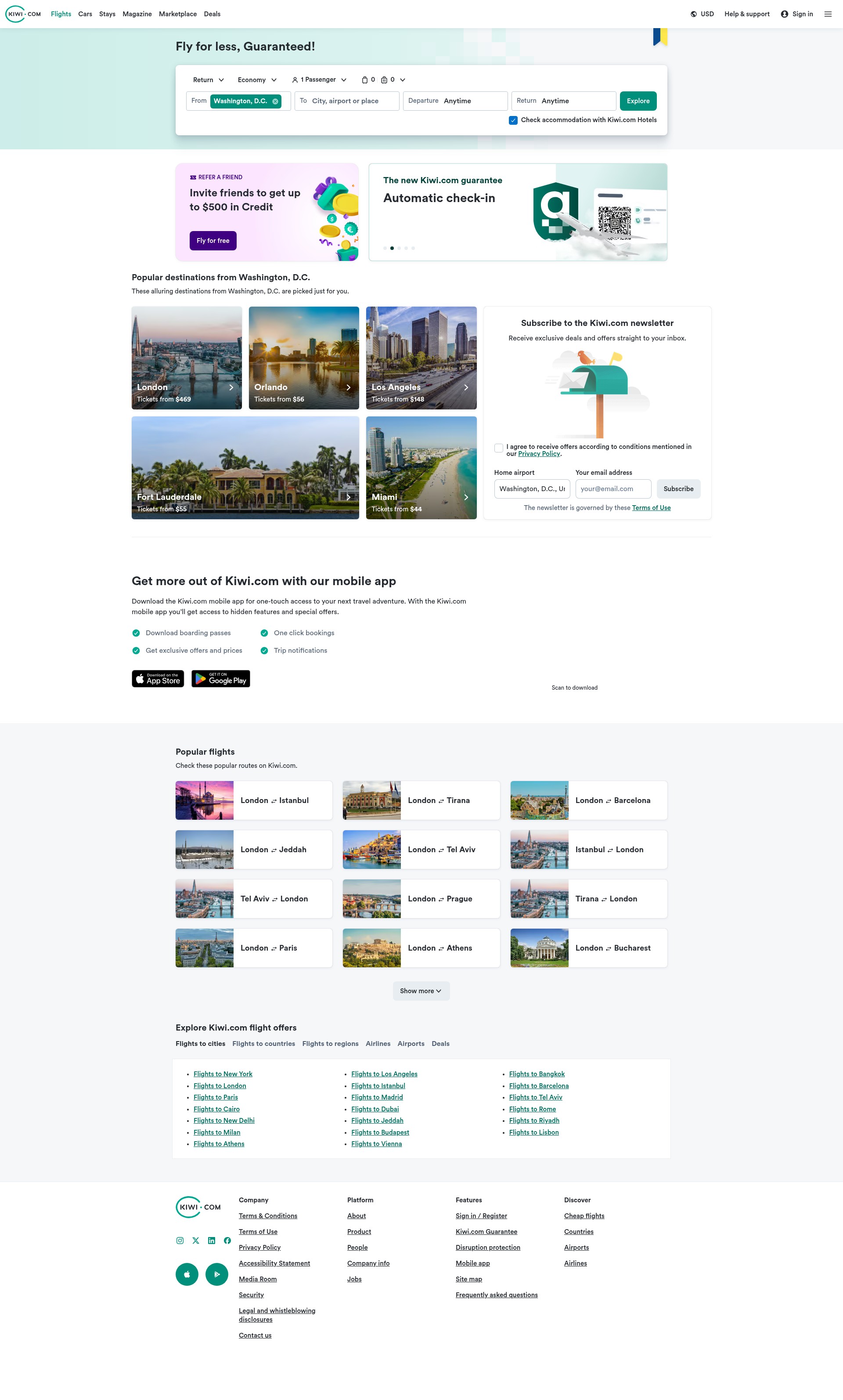 Screenshot of www.kiwi.com