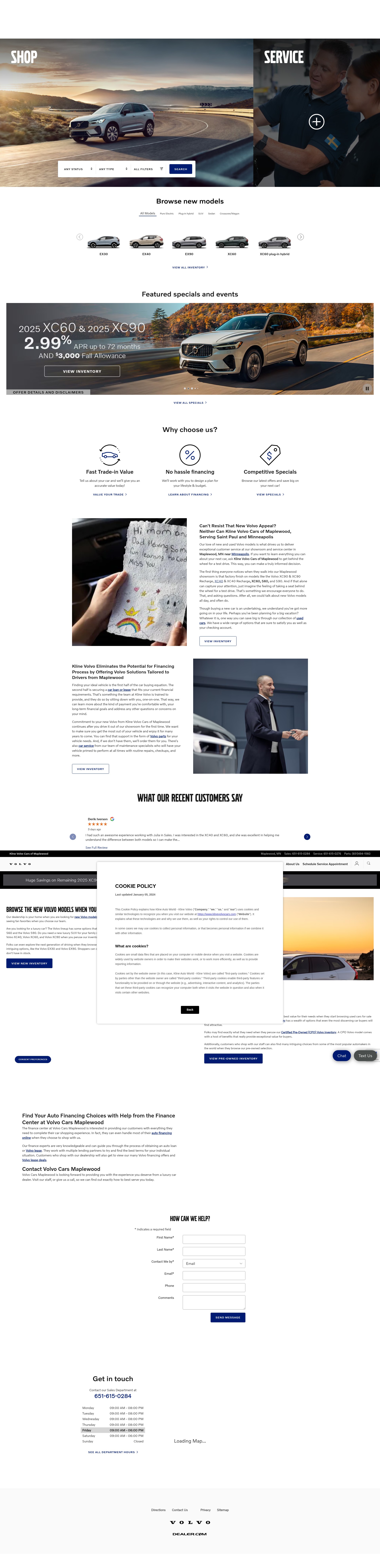 Screenshot of www.klinevolvocars.com