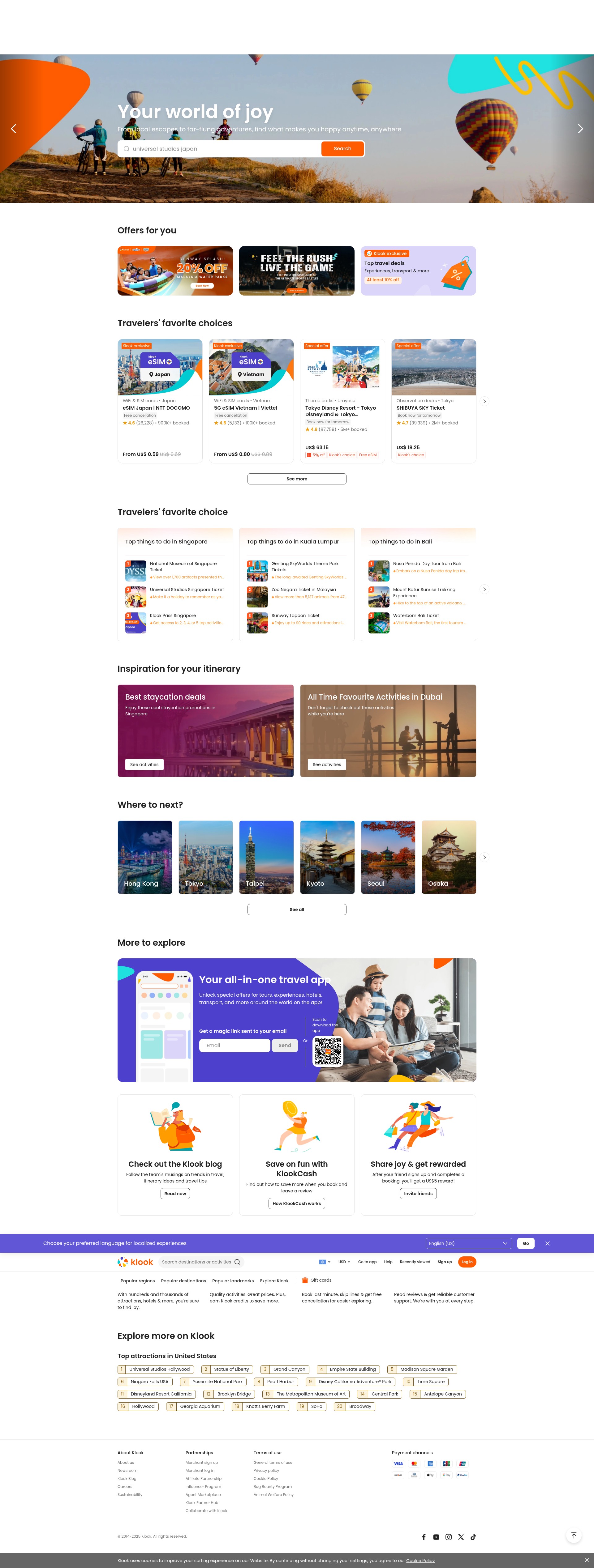 Screenshot of www.klook.com