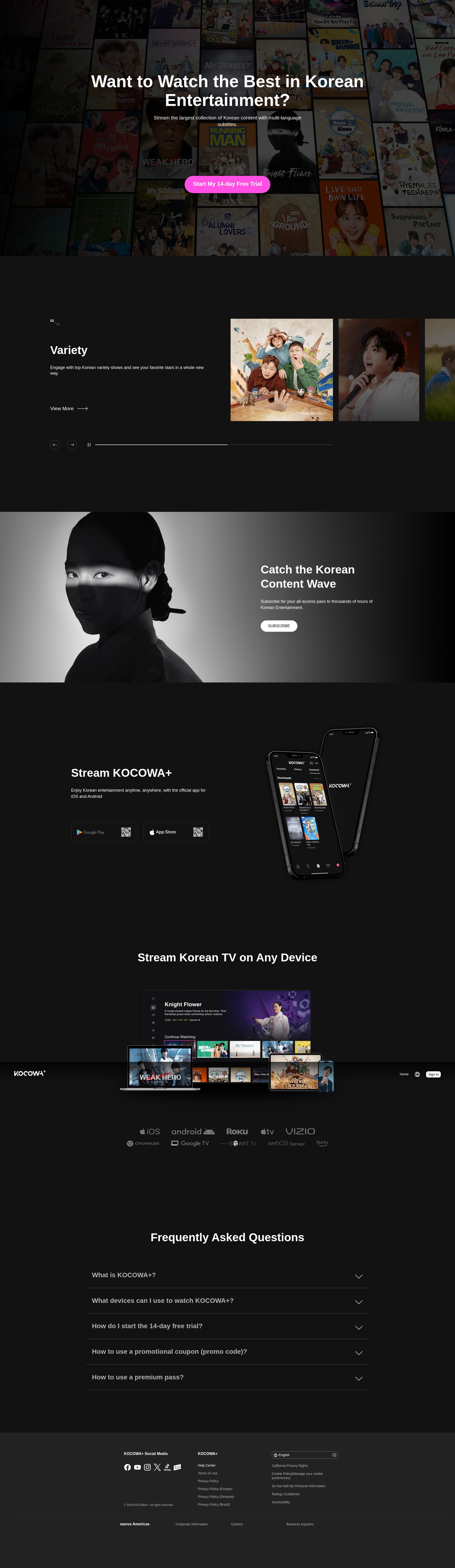 Screenshot of www.kocowa.com