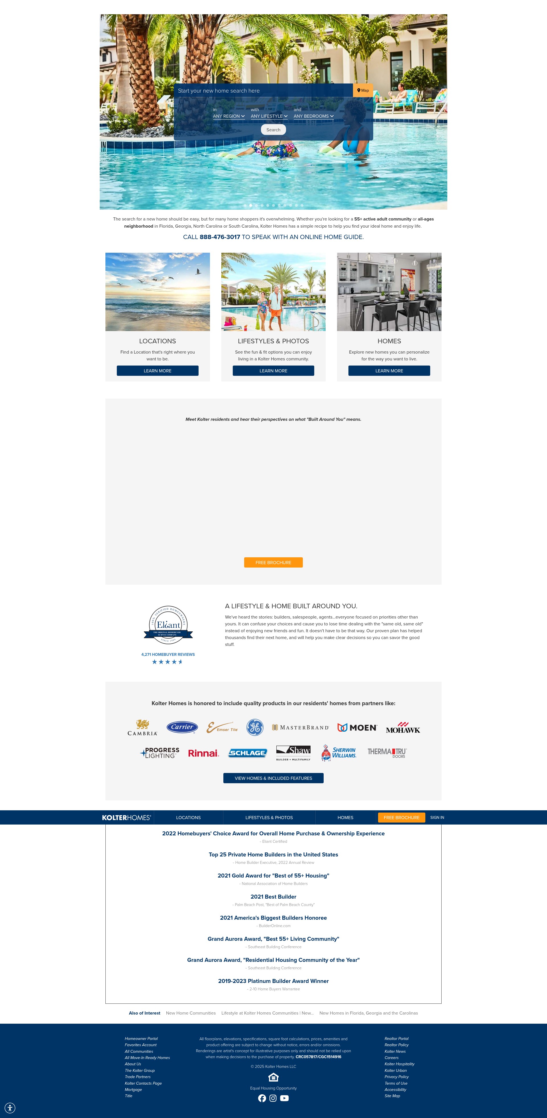 Screenshot of www.kolterhomes.com