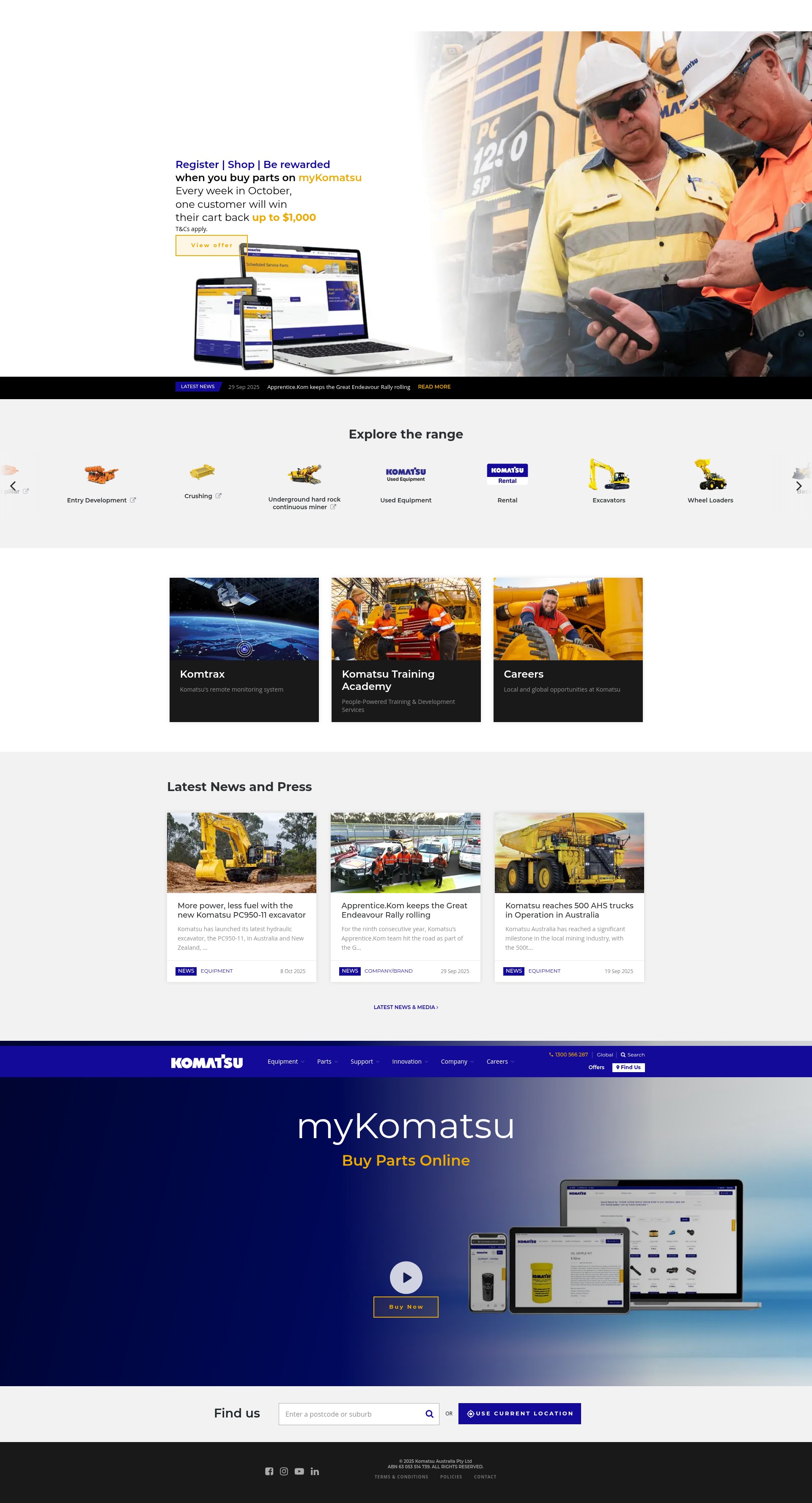 Screenshot of www.komatsu.com.au
