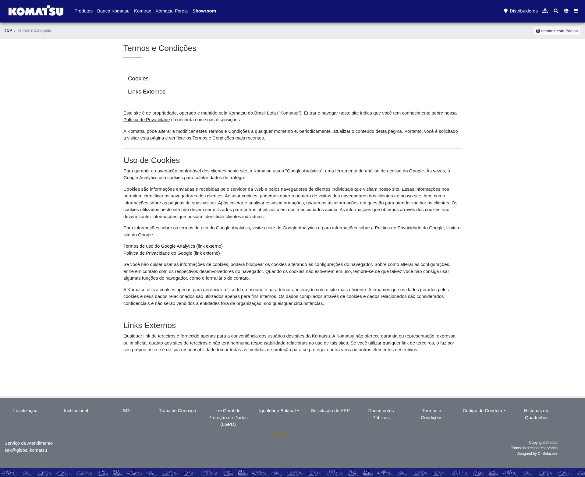 Screenshot of www.komatsu.com.br