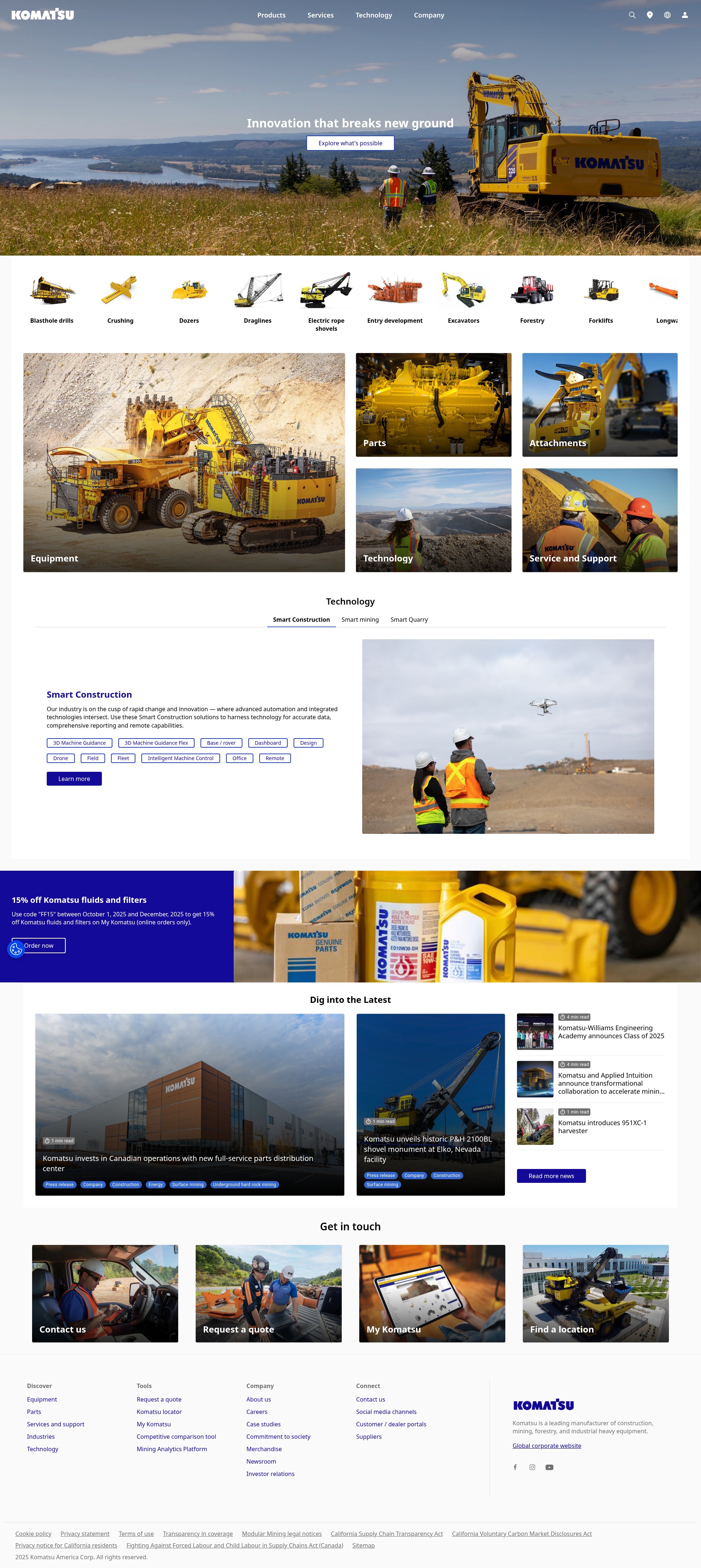 Screenshot of www.komatsu.com