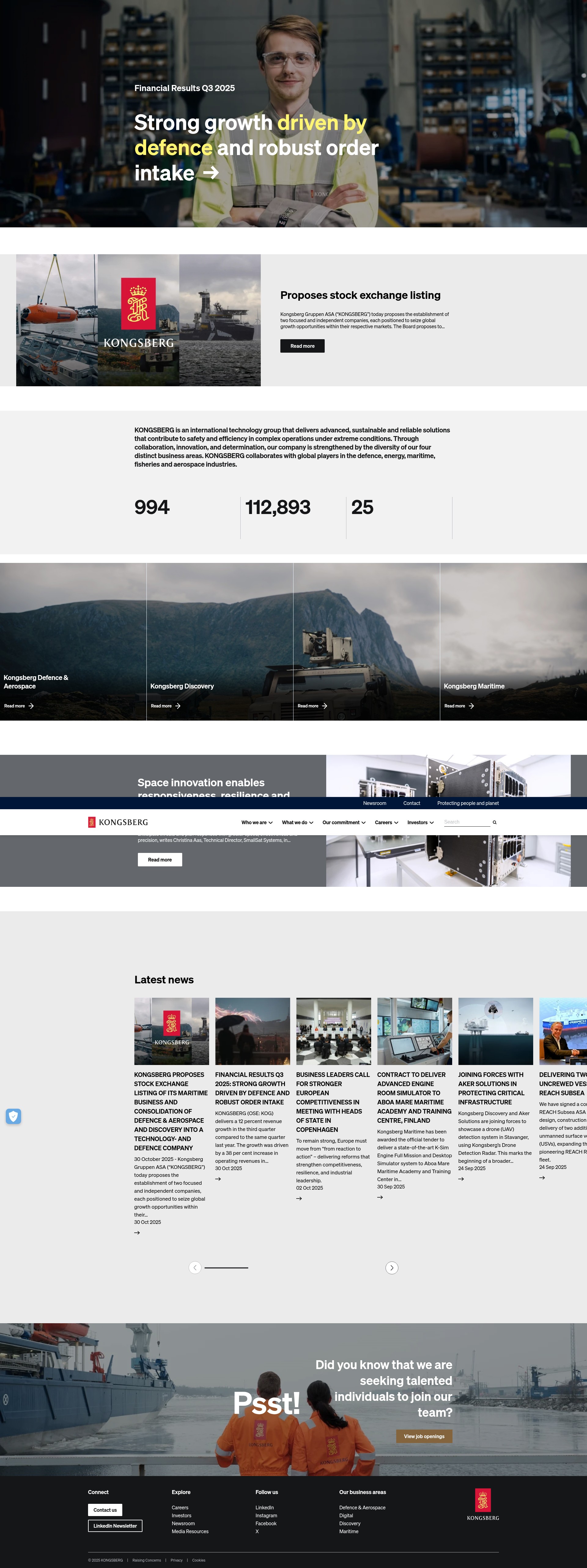 Screenshot of www.kongsberg.com