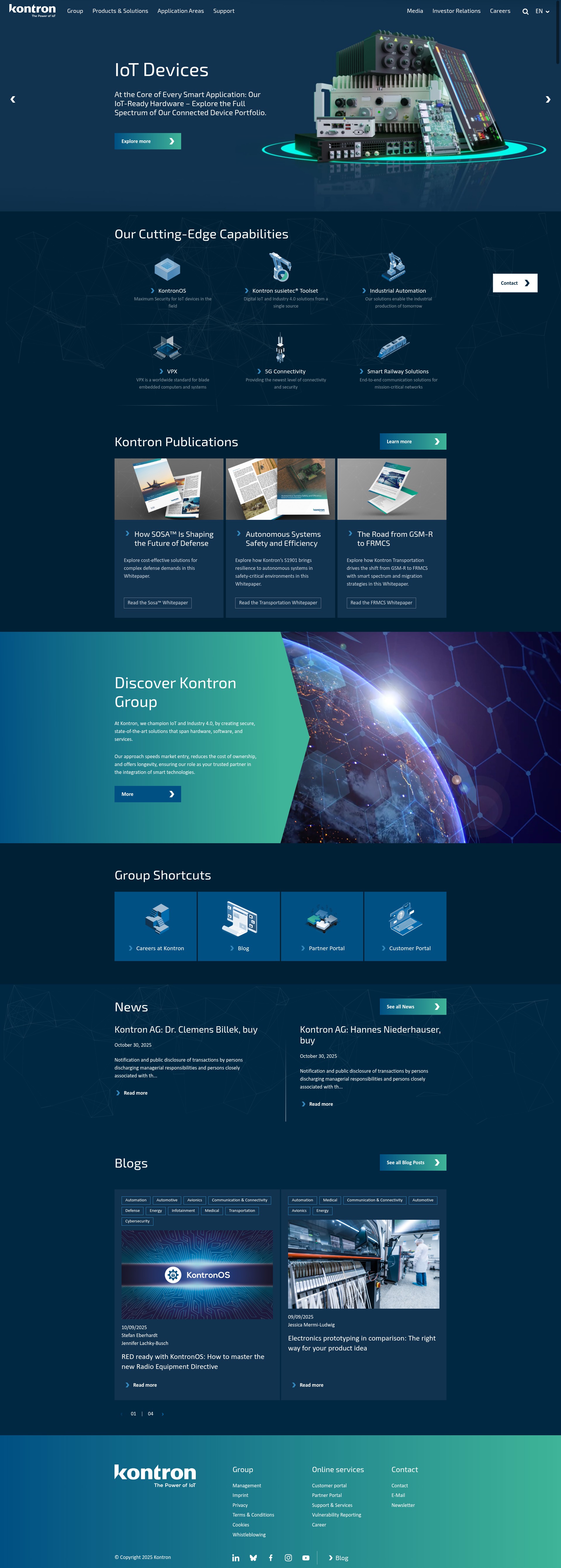 Screenshot of www.kontron.com