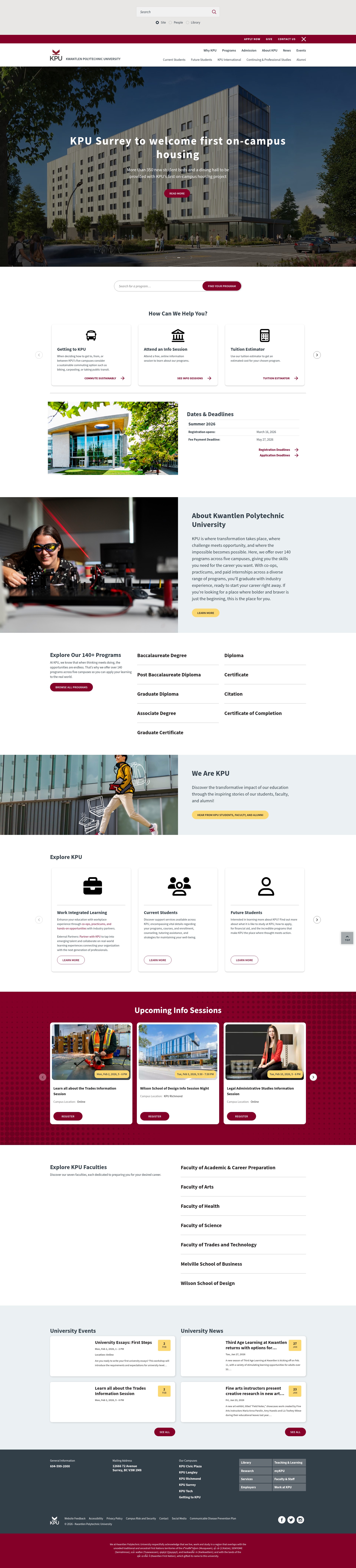 Screenshot of www.kpu.ca