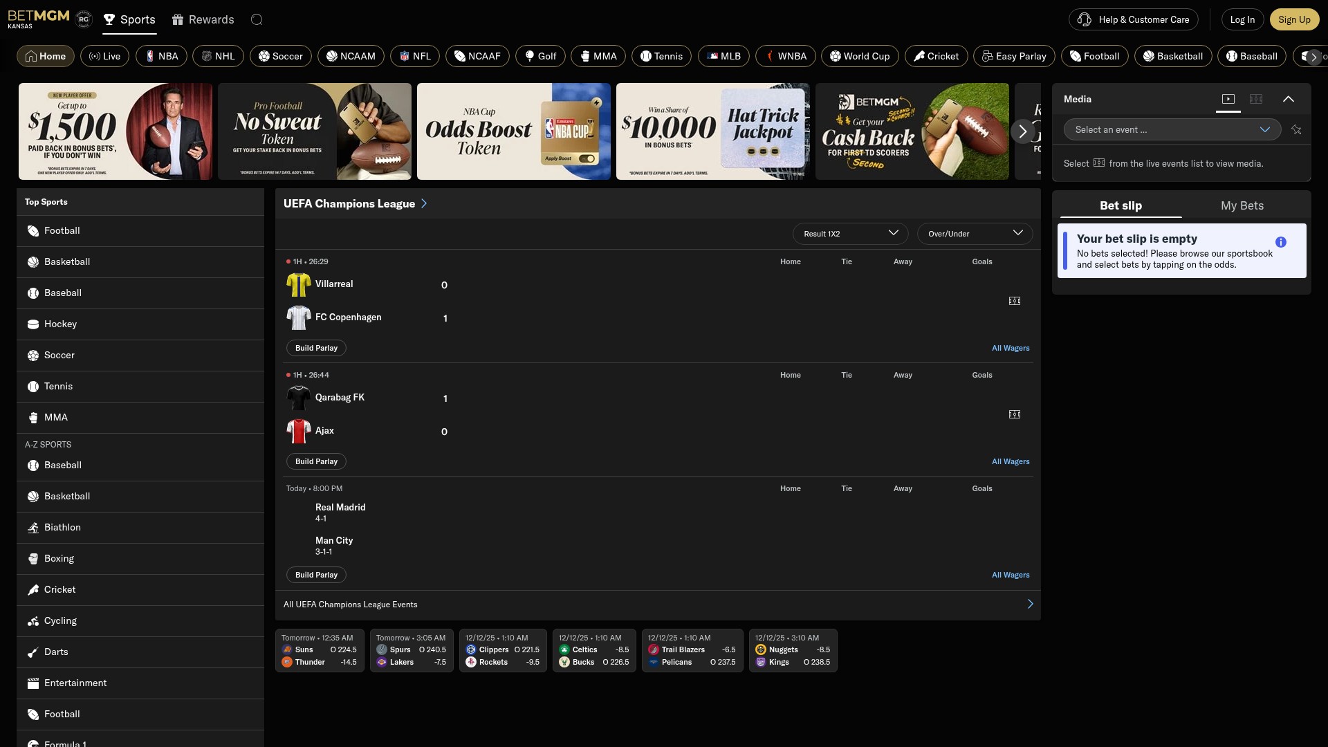 Screenshot of www.ks.betmgm.com