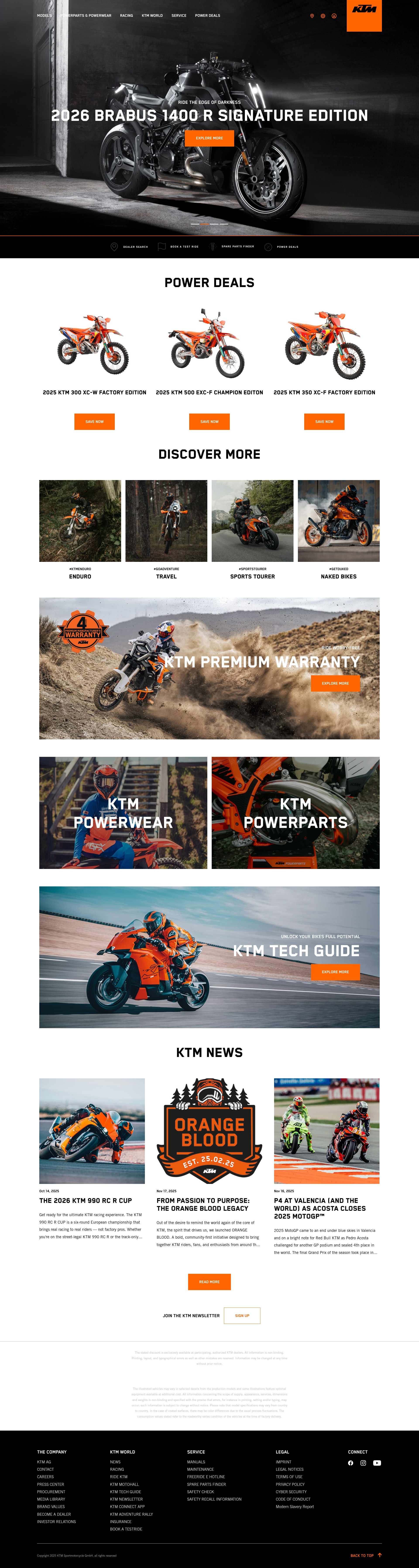 Screenshot of www.ktm.com
