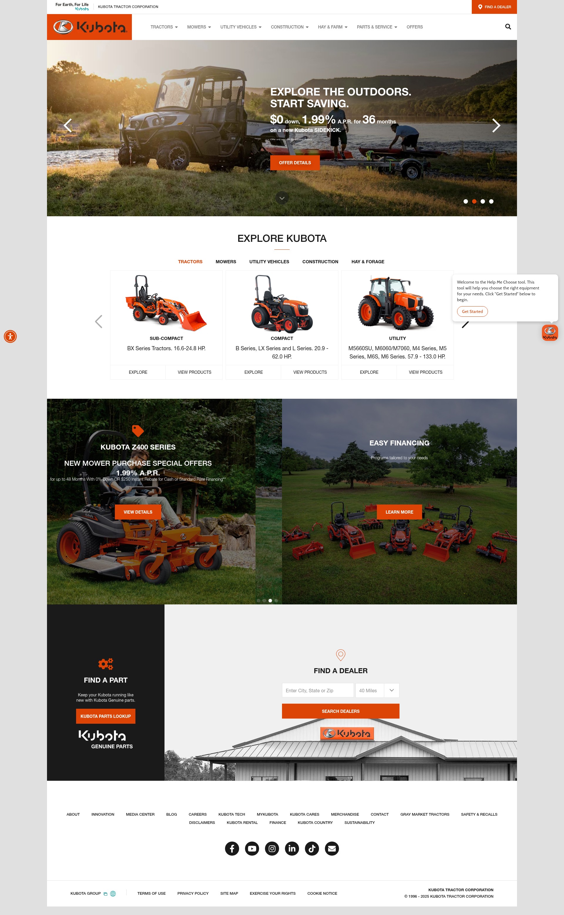 Screenshot of www.kubotausa.com